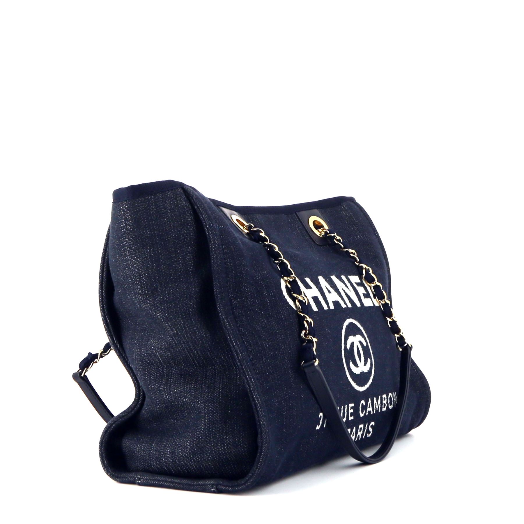 Shopping bag Chanel  Deauville in tela denim blu