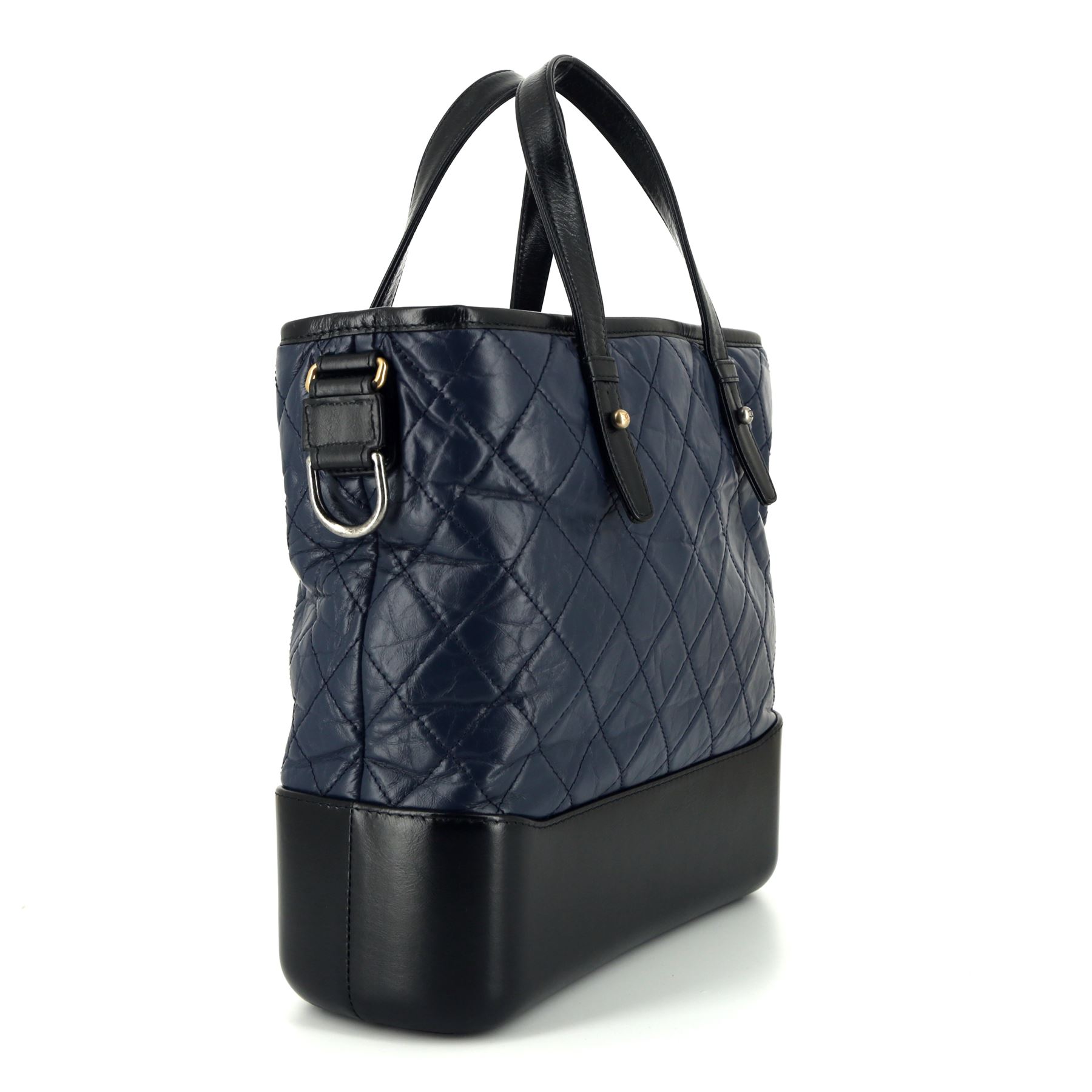 Chanel  Gabrielle  medium model  shoulder bag  in navy blue quilted leather  and black smooth leather