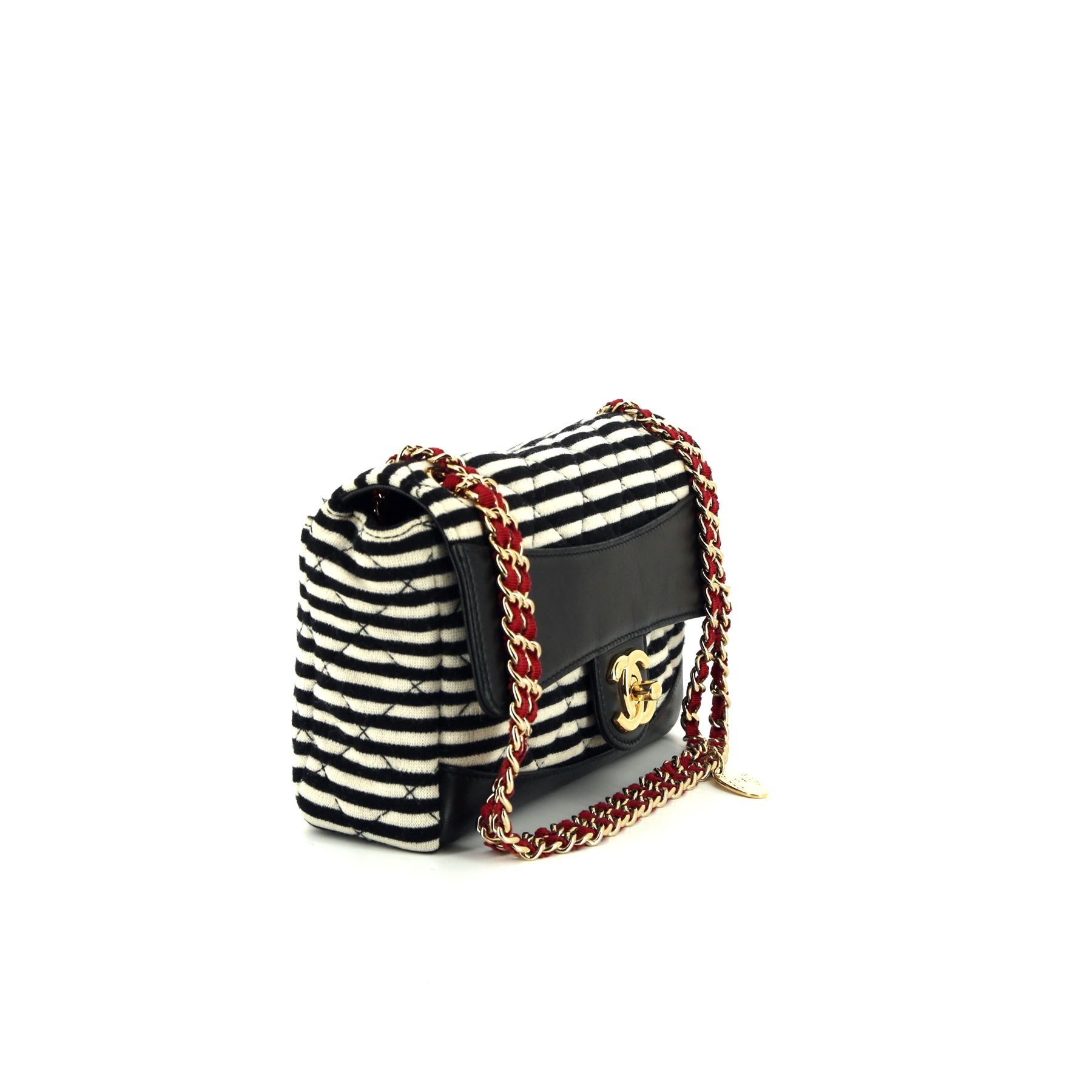 Chanel Timeless handbag in black and white bicolor canvas and black quilted leather