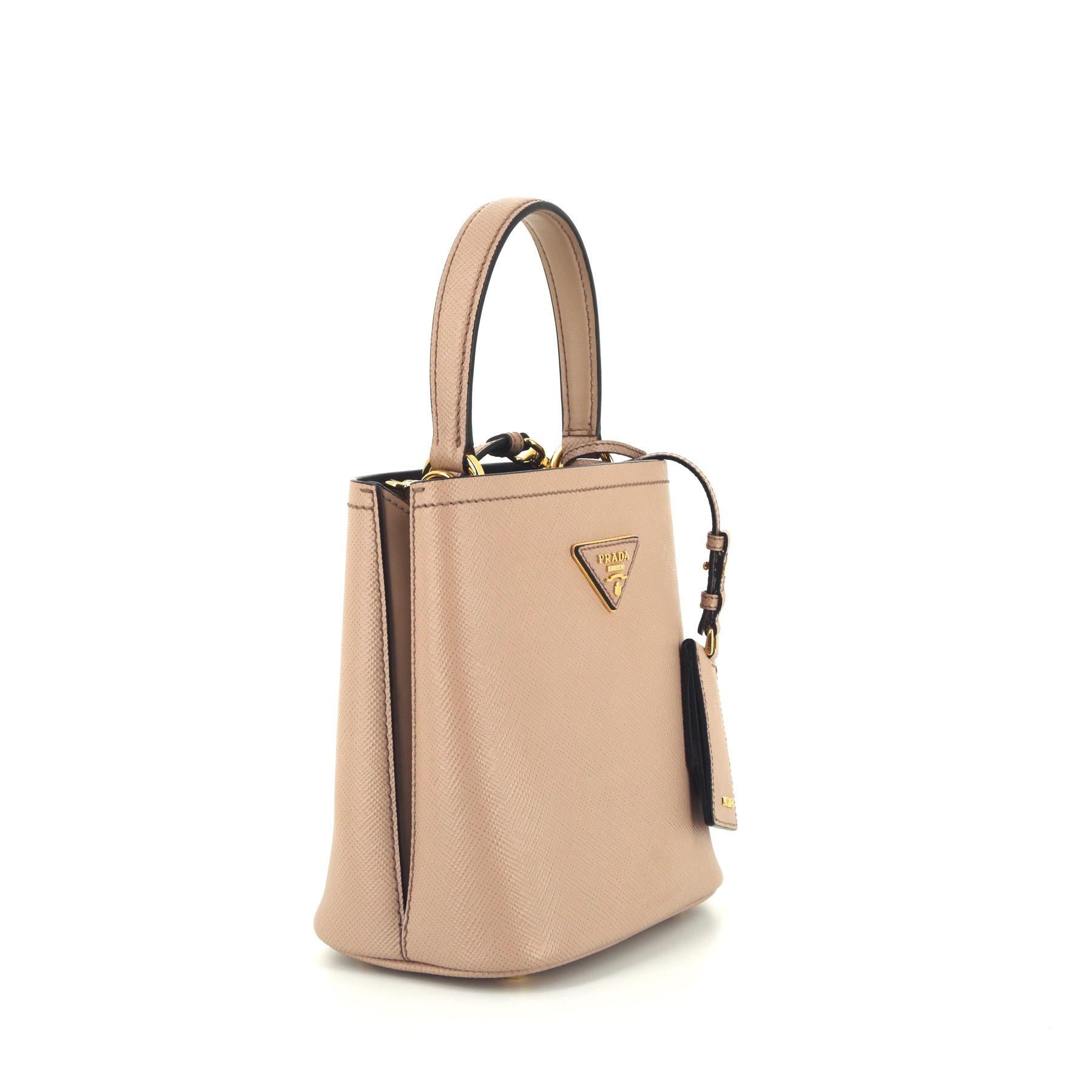 Sac bandoulière Prada  Panier petit modèle  en cuir saffiano rose-poudre