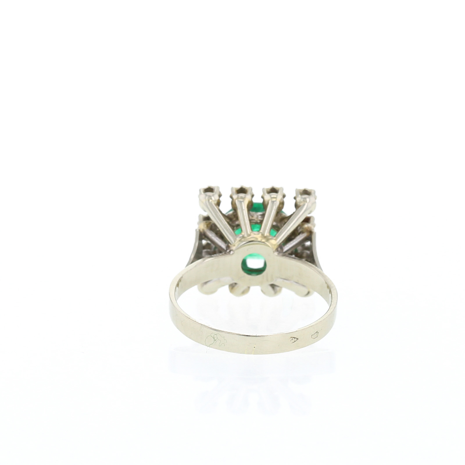 Ring In White Gold, Emerald And Diamonds