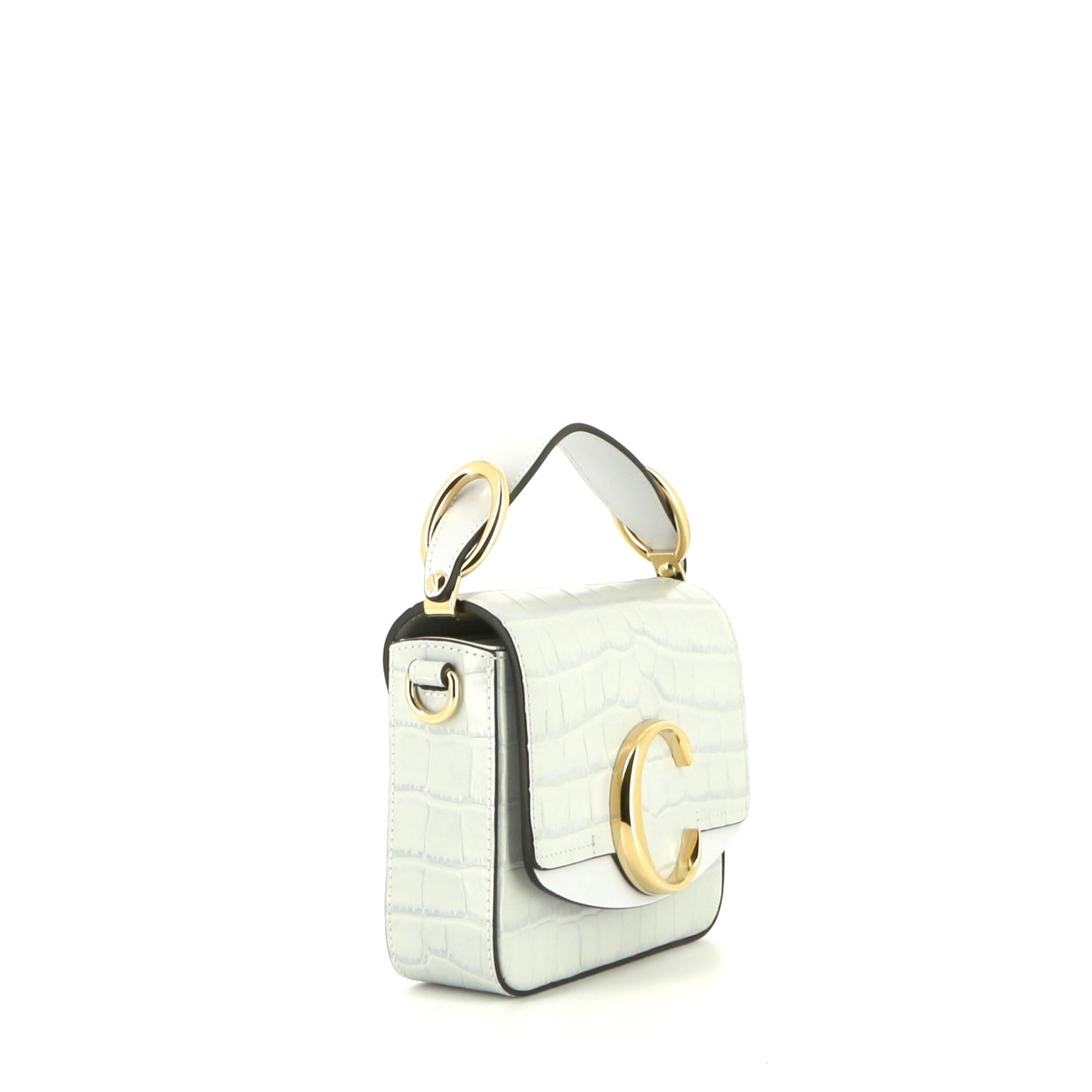 Sac bandoulière Chloé C en cuir bleu-gris