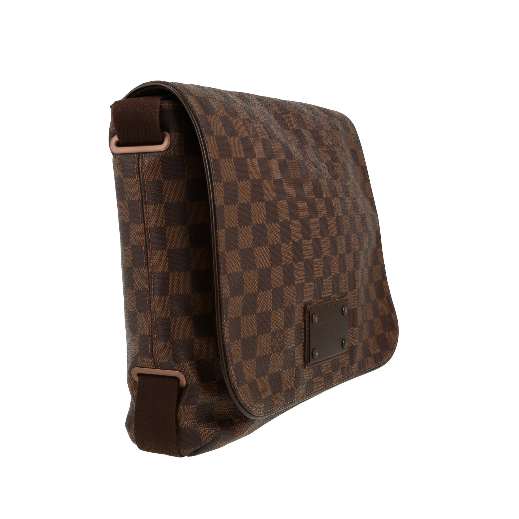 Louis Vuitton  Brooklyn shoulder bag  in ebene damier canvas  and brown leather