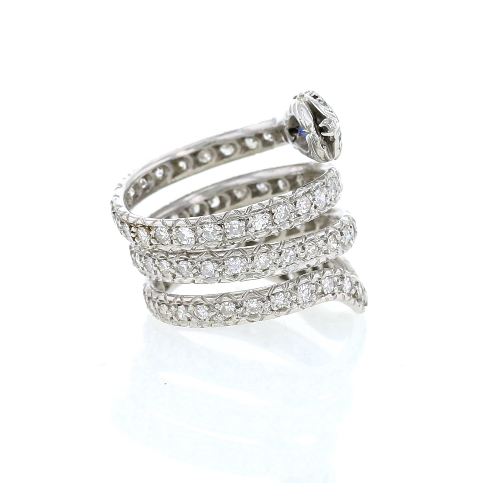 Ring In Platinium, Diamonds And Sapphire