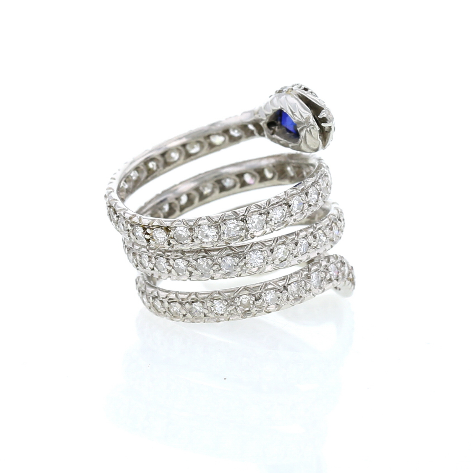 Anello Vintage in platino,  diamanti e zaffiro
