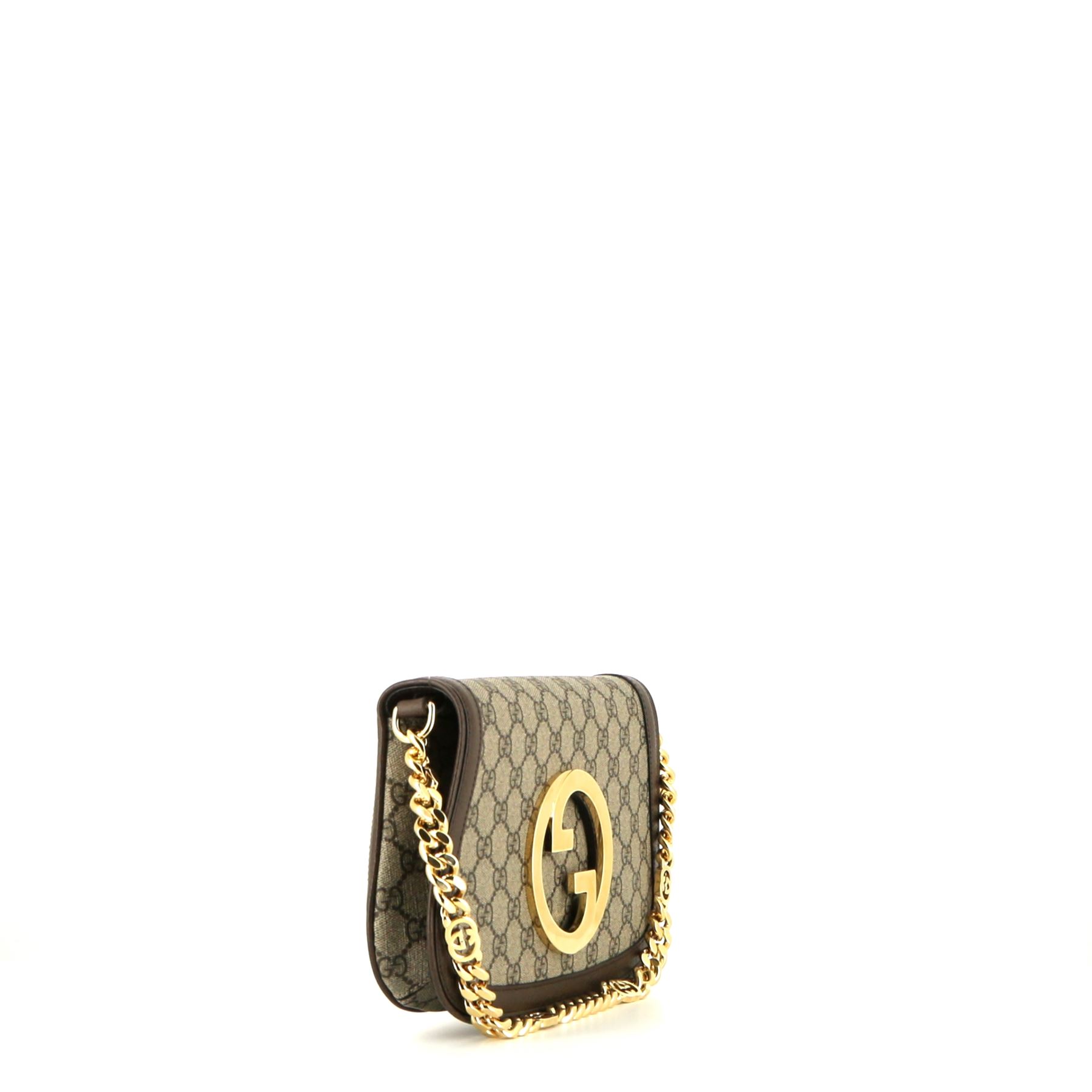 Bolso de mano Gucci  Blondie en lona monogram beige y cuero marrón