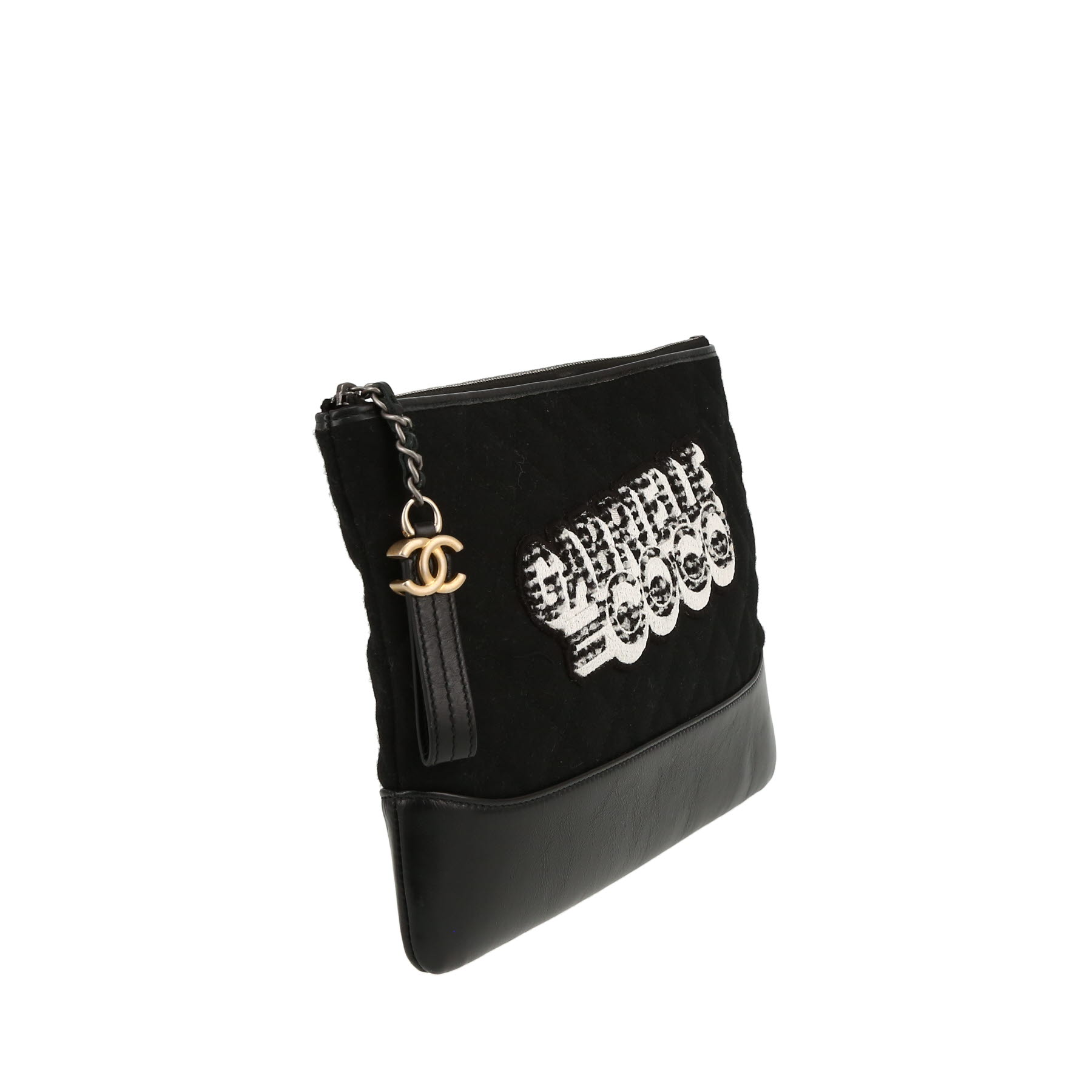 Chanel  Editions Limitées pouch  in black quilted canvas  and black smooth leather