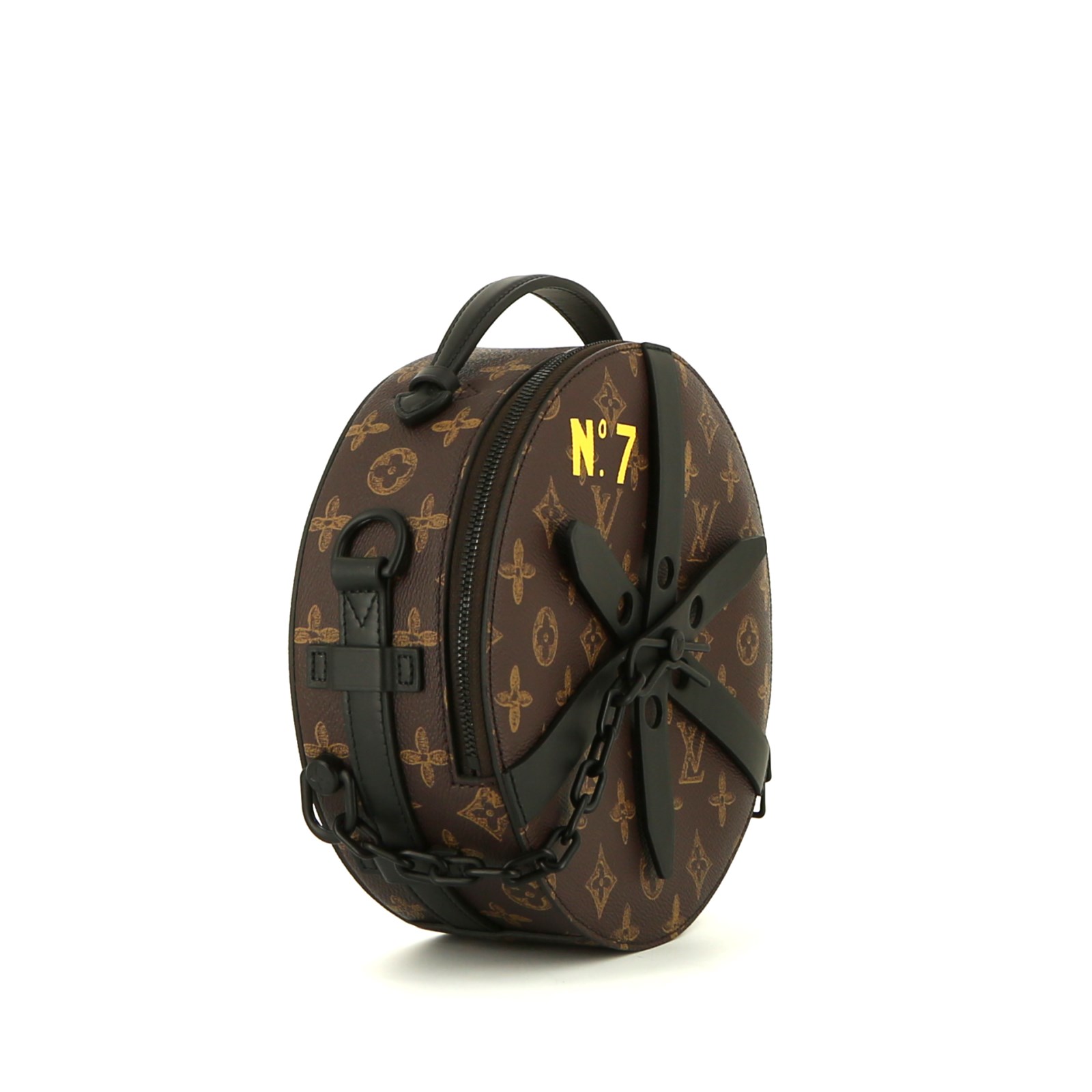 Borsa a secchiello Louis Vuitton Edition Limitée  Wheel Box in tela monogram marrone e pelle nera