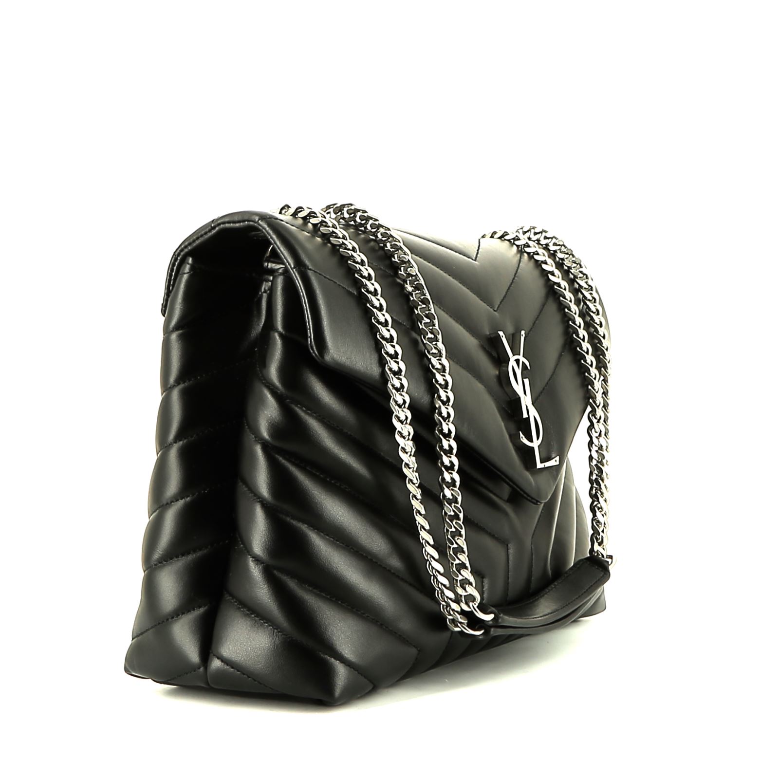 Saint Laurent  Loulou medium model  shoulder bag  in black chevron quilted leather