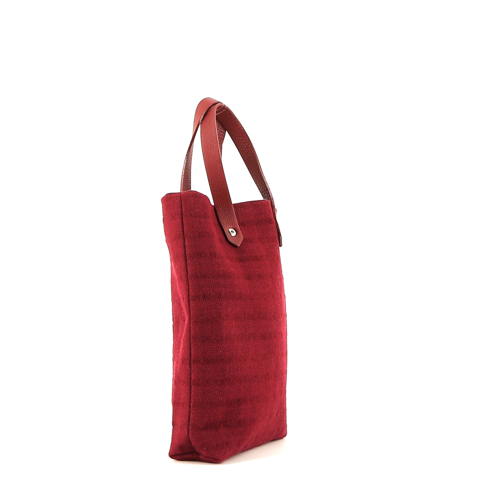 Sac cabas Hermès  Amedaba en toile et cuir rouge