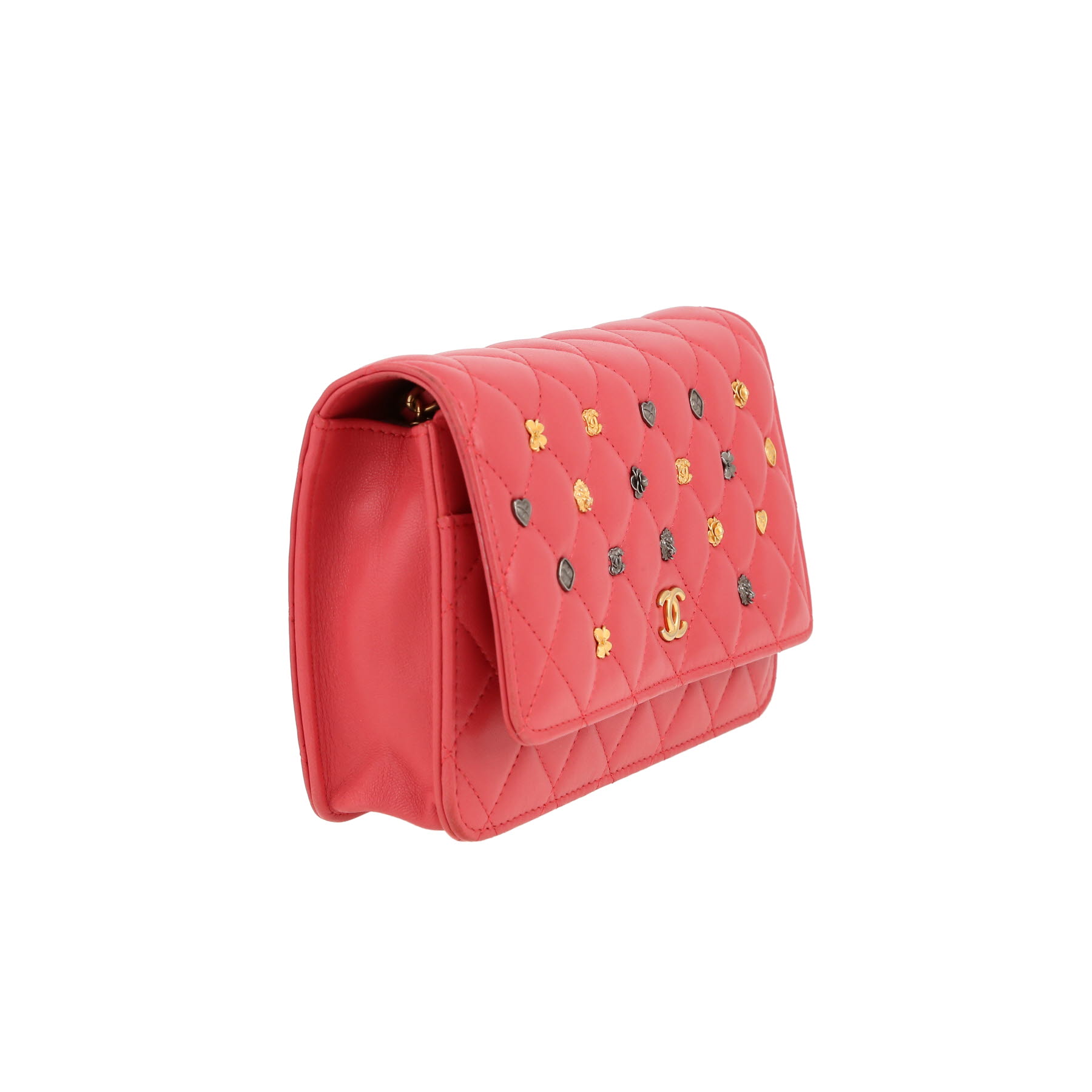 Bolso/bolsito Chanel Wallet on Chain en cuero acolchado rosa