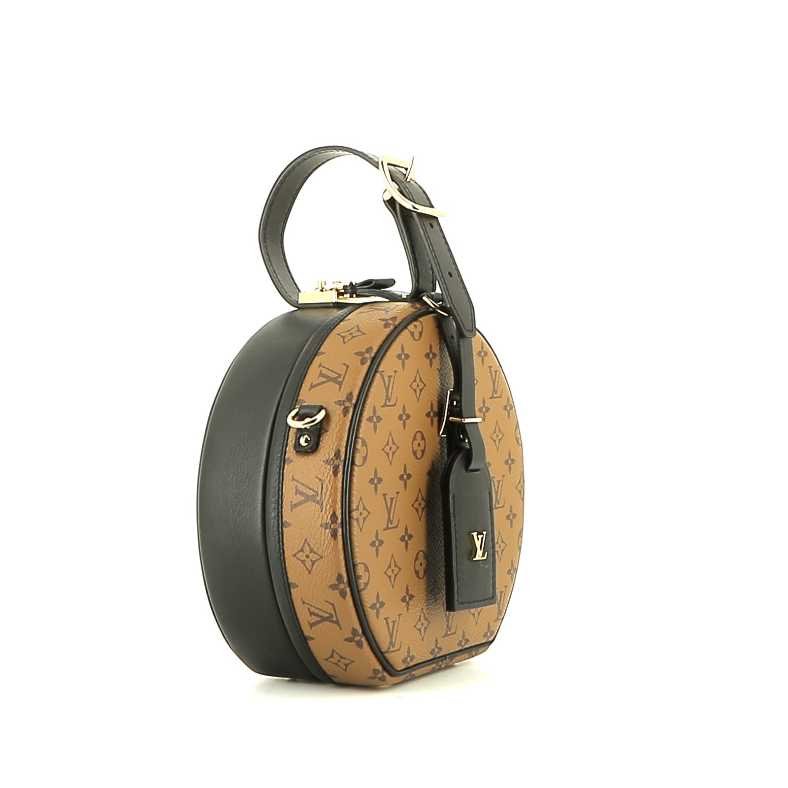 Louis Vuitton  Petite boîte chapeau handbag  in brown monogram canvas  and black leather