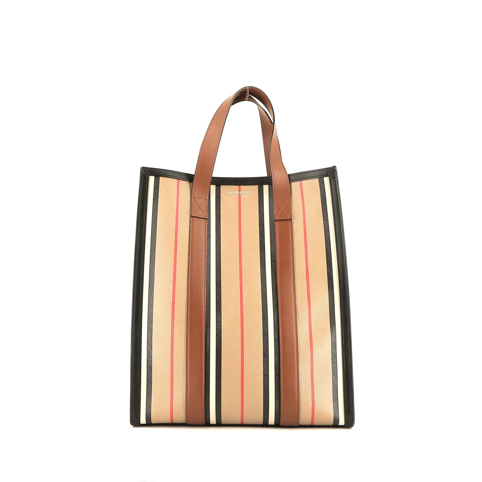 トートバッグ BURBERRY PRINTED CANVAS SHOPPING BAG Burberry Black Canvas Flower Doodle Reversible Tote Bag