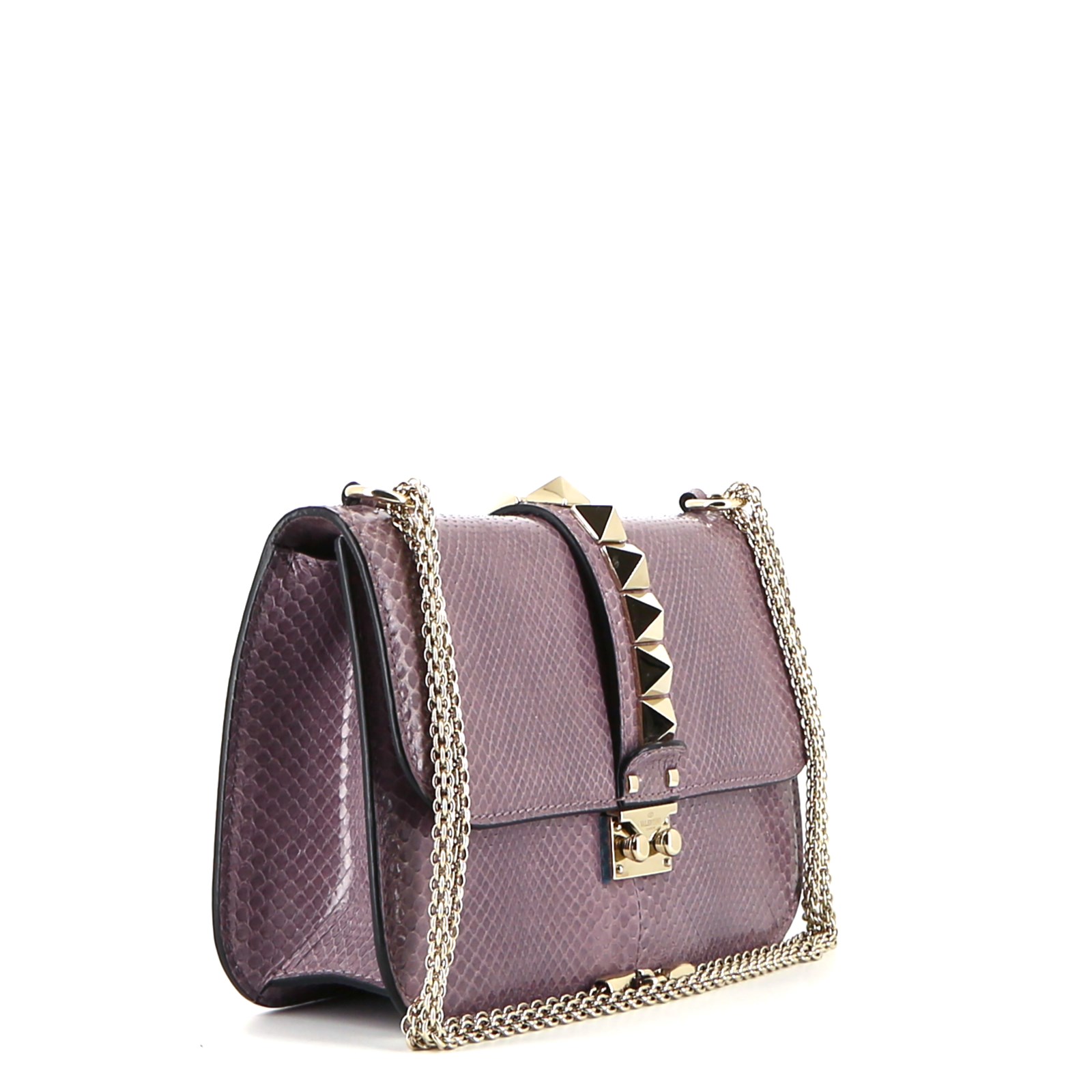 Borsa a tracolla Valentino Garavani  Rockstud in pitone malva