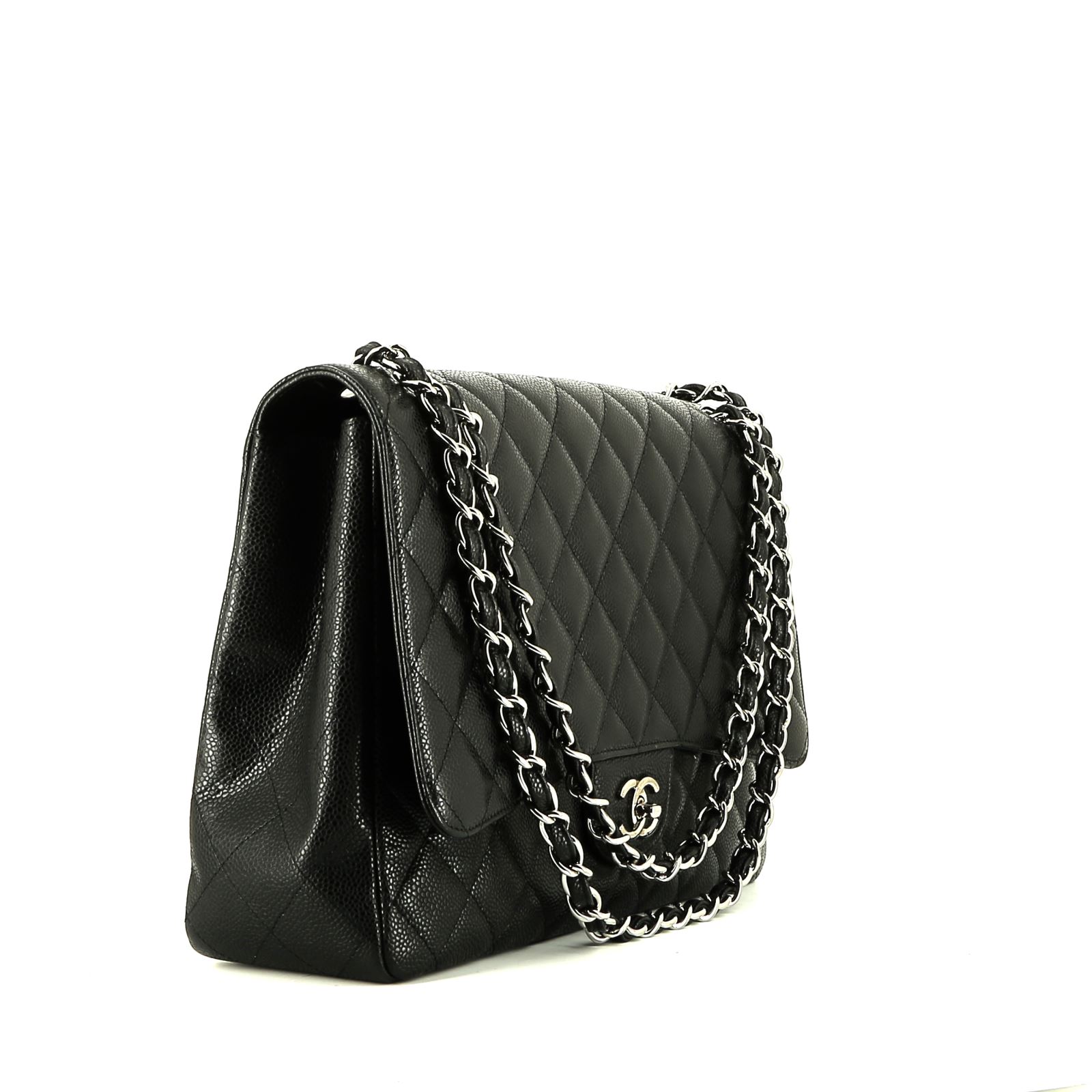 Borsa a tracolla Chanel  Timeless Maxi Jumbo in pelle martellata e trapuntata nera
