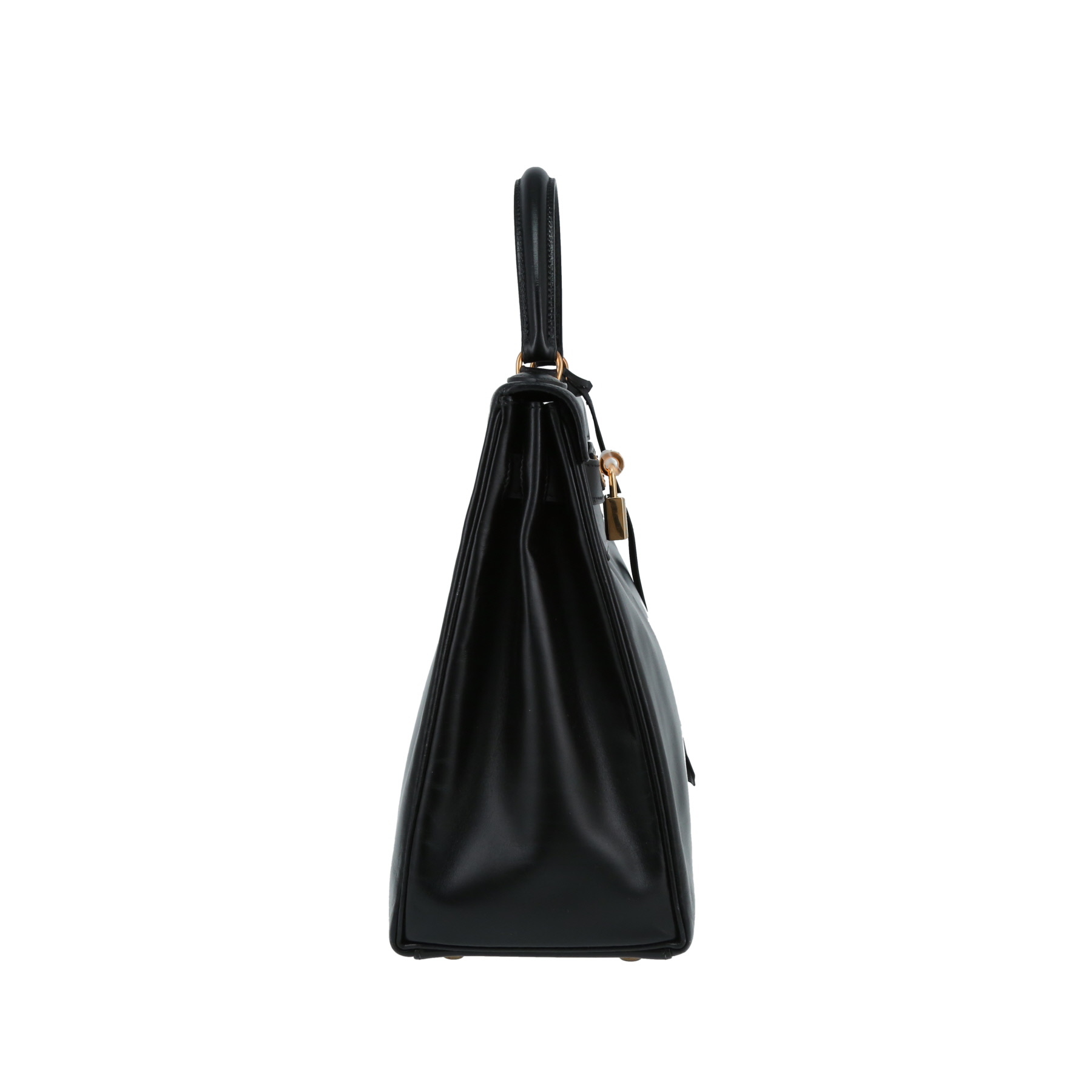 Kelly 32 cm Handbag In Black Box Leather