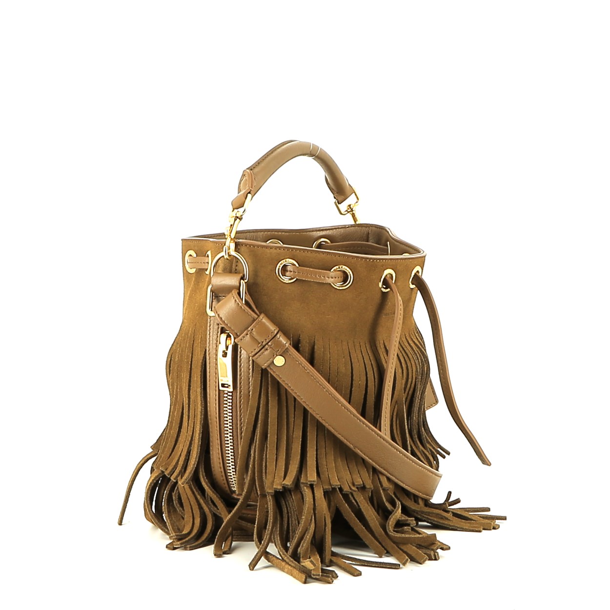 Borsa a secchiello Saint Laurent Emmanuelle in camoscio marrone