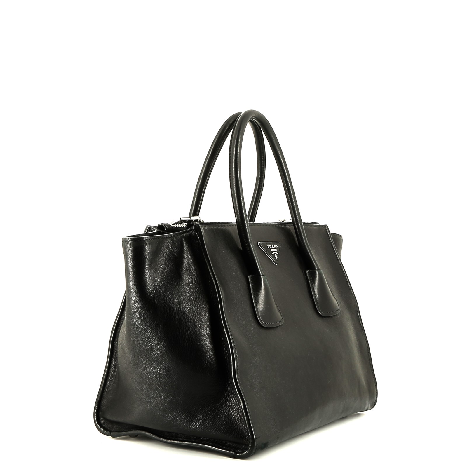 Prada  Twin Zip shoulder bag  in black leather