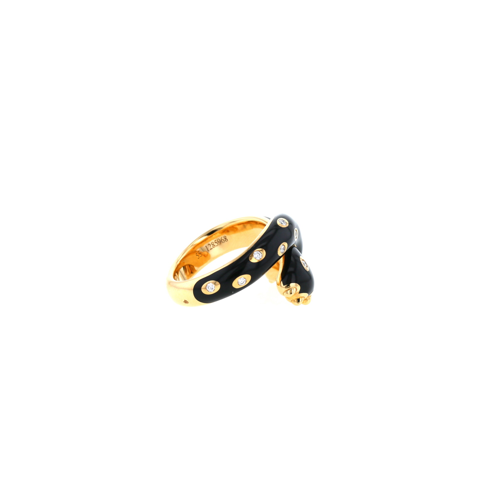 Anello Fred Ombre Féline in oro giallo, lacca nero e diamanti