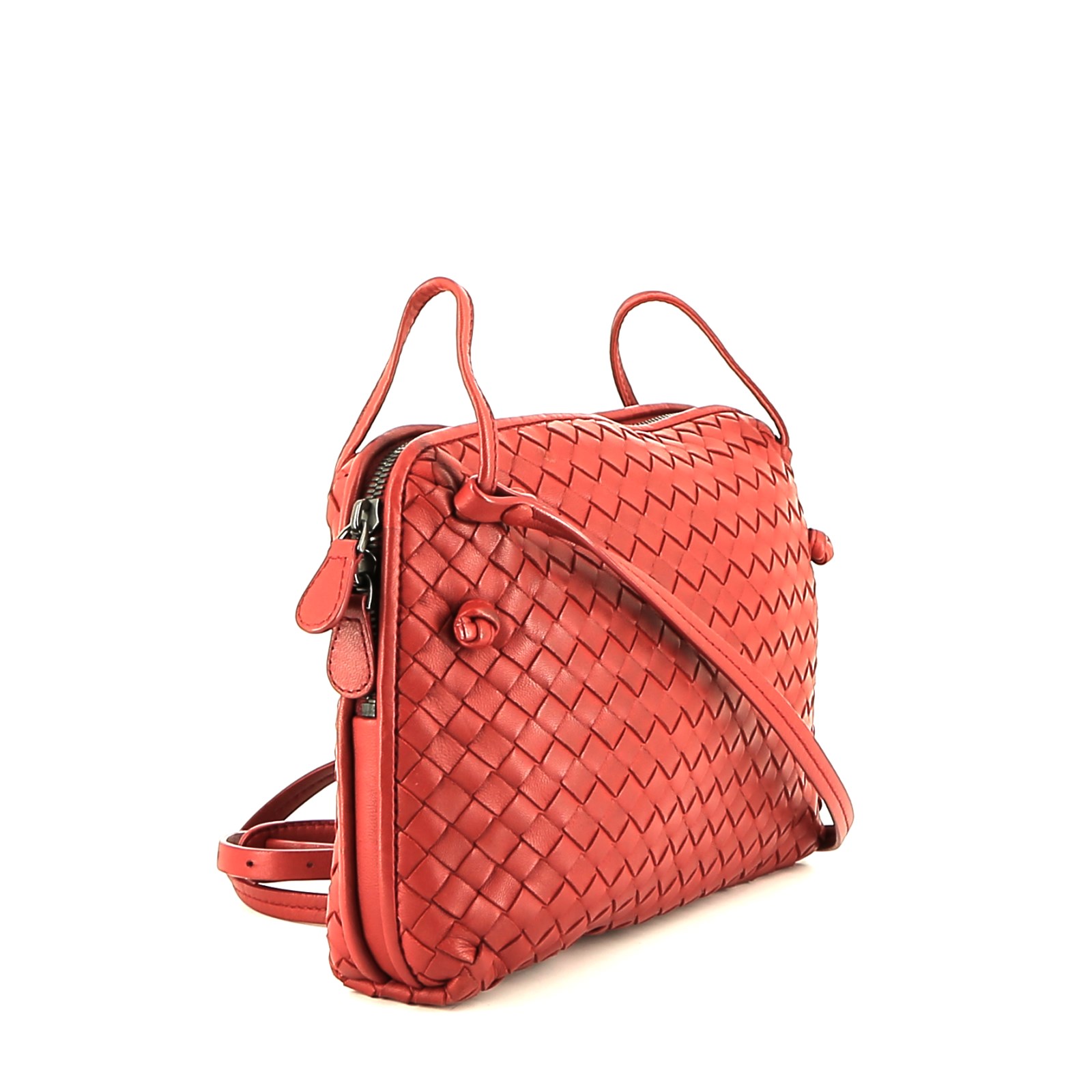 Borsa a tracolla Bottega Veneta  Nodini in pelle intrecciata rossa