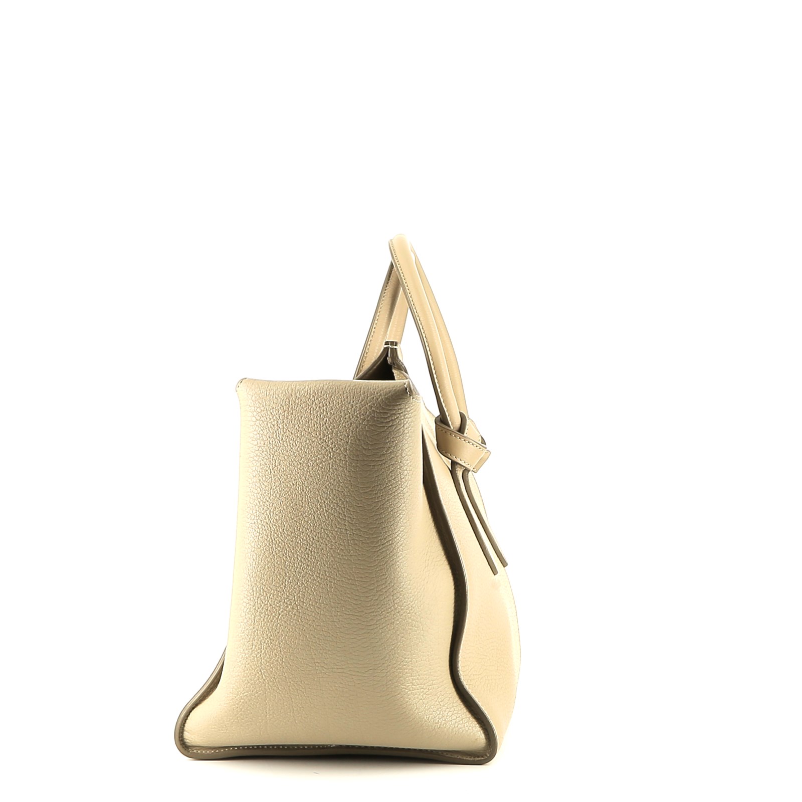 Tie Bag Medium Model Handbag In Beige Grained Leather