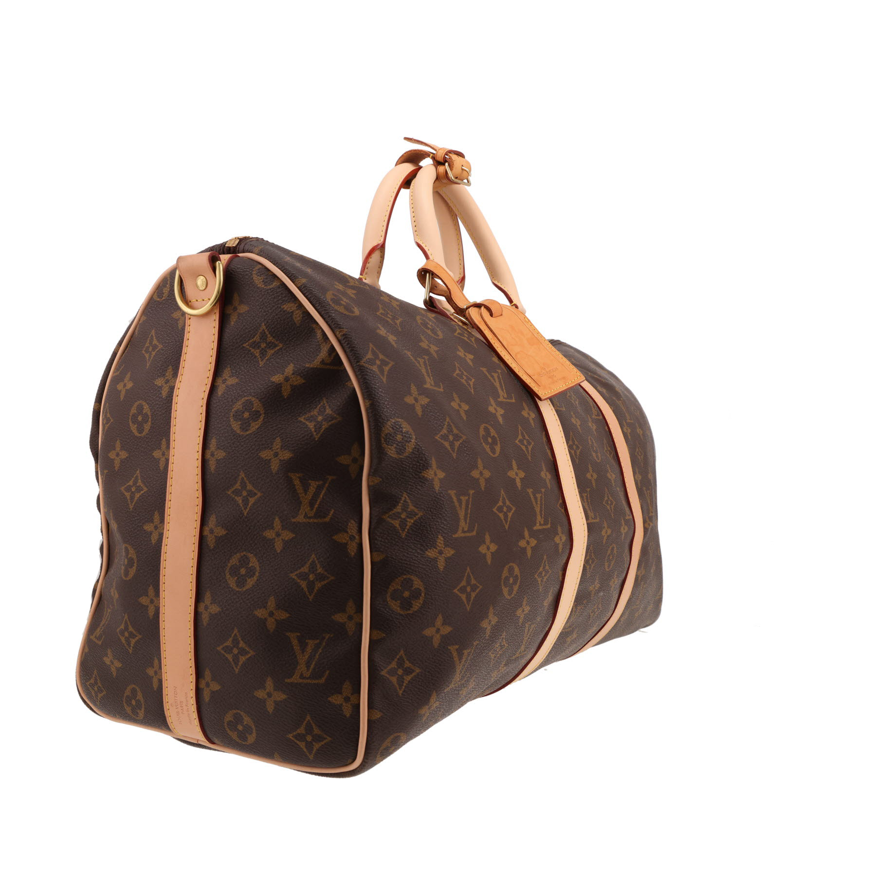 Bolsa de viaje Louis Vuitton  Keepall 50 en lona Monogram marrón y cuero natural