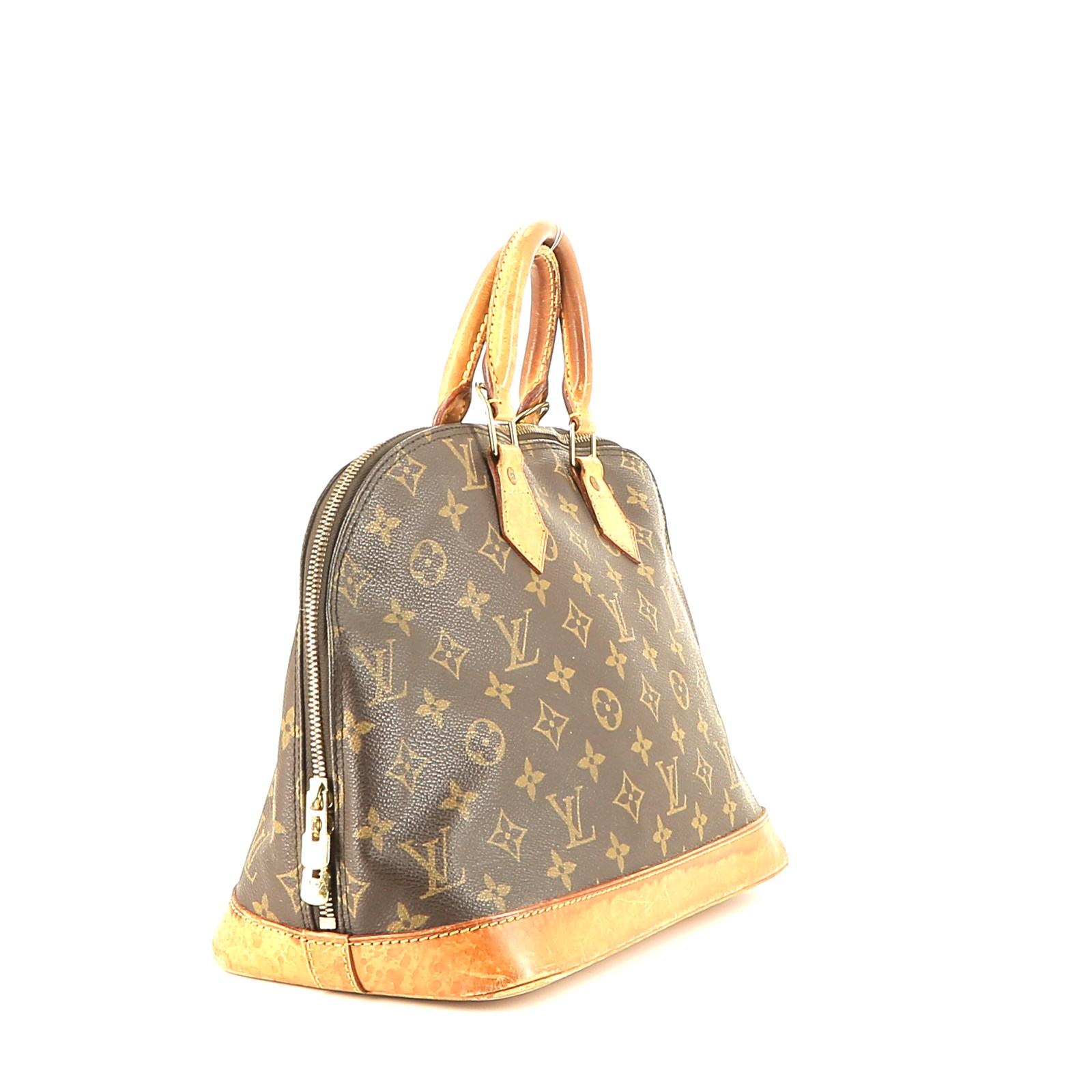 Louis Vuitton  Alma small model  handbag  in brown monogram canvas  and natural leather