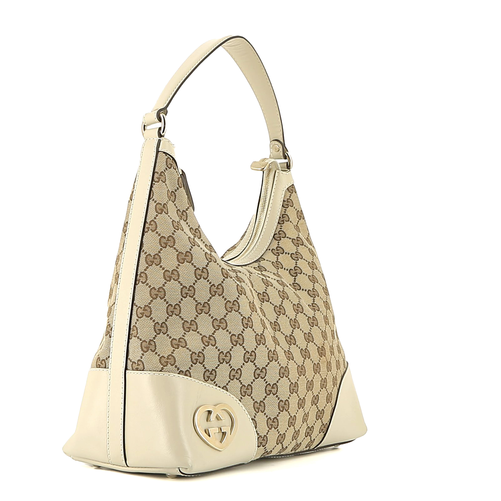Bolso de mano Gucci  Gucci Vintage en lona monogram beige y cuero color crema