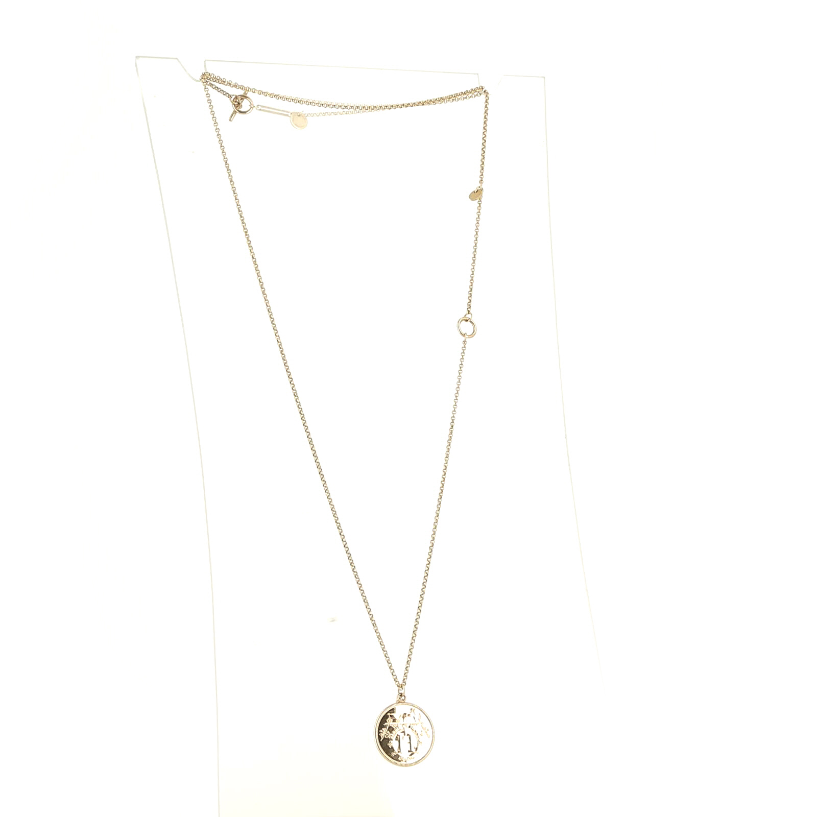 Hermès Ex Libris long necklace in pink gold and diamond