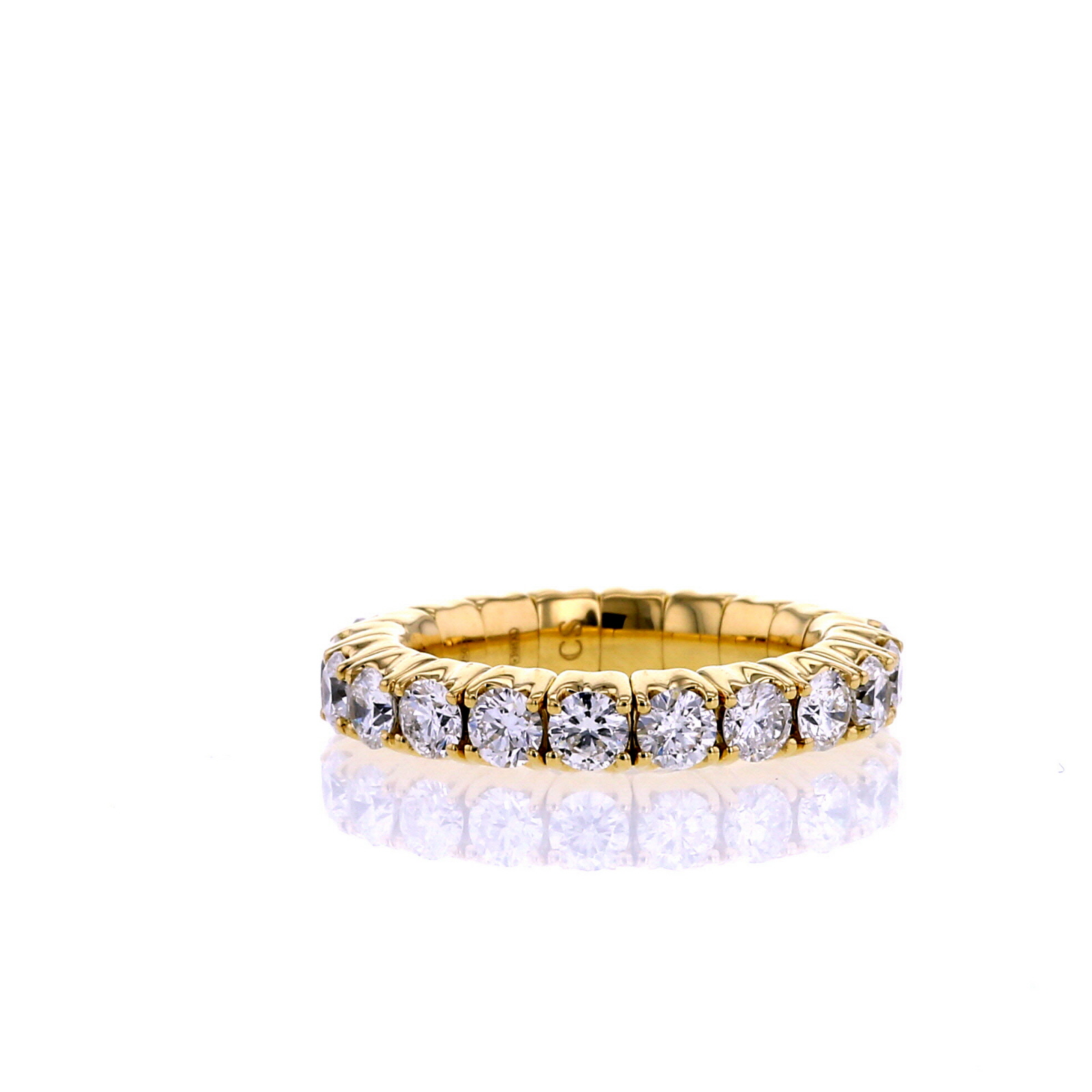 Half-flexible wedding ring in yellow gold and diamonds (2,86 carats)