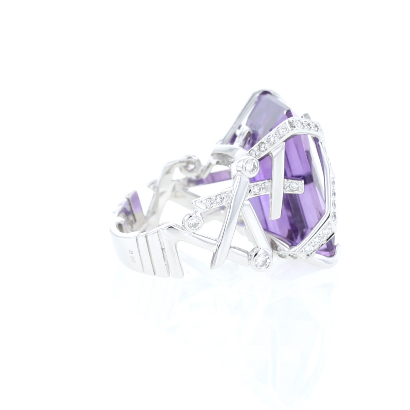 Chanel  ring in white gold, amethyst and diamonds