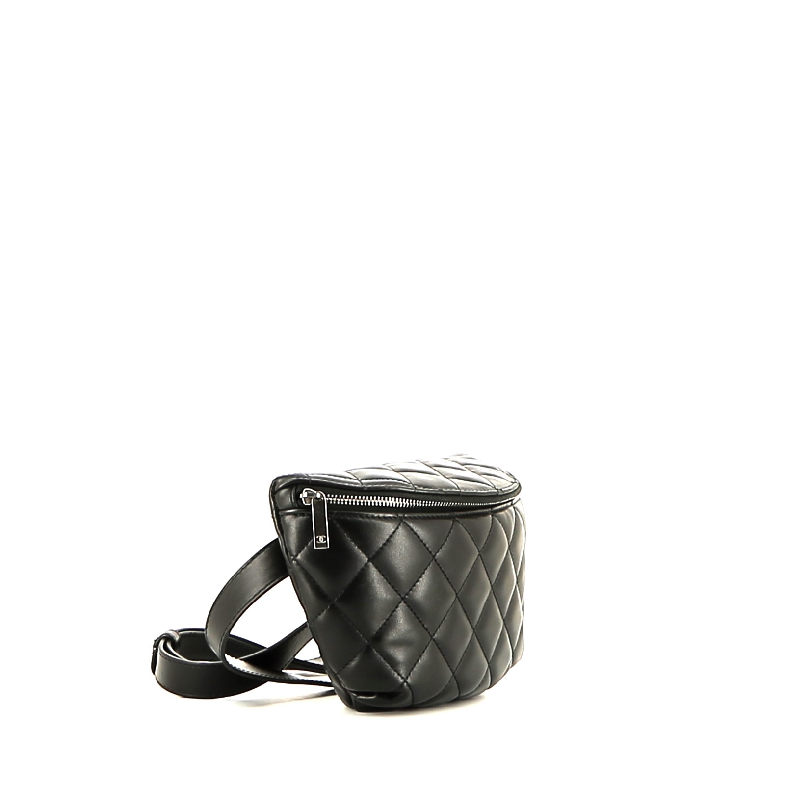 Bolsito-cinturón Chanel  Pochette en cuero acolchado negro