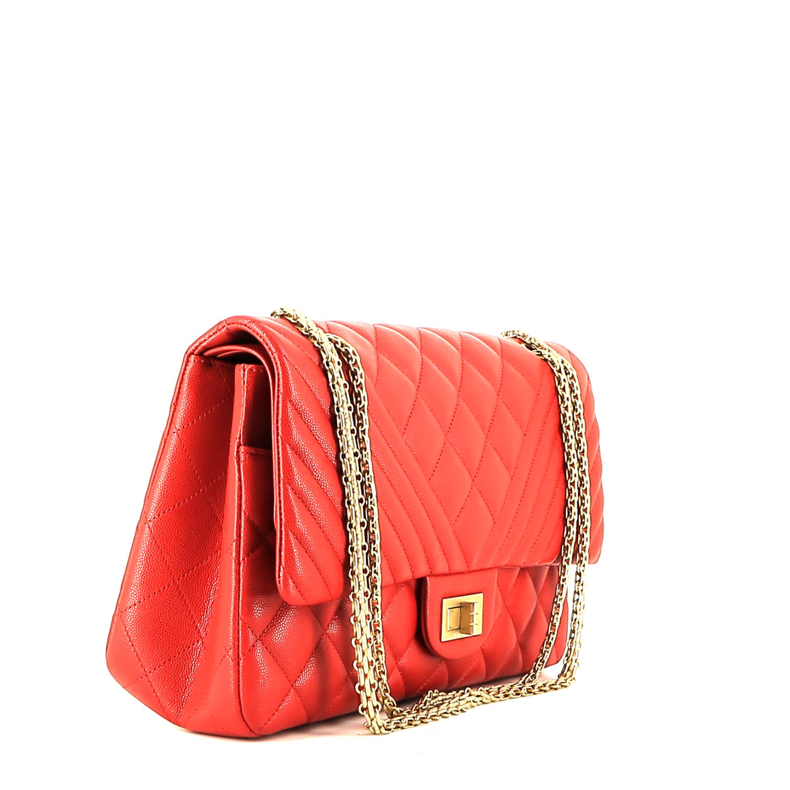 Borsa Chanel 2.55 modello grande  in pelle trapuntata rossa