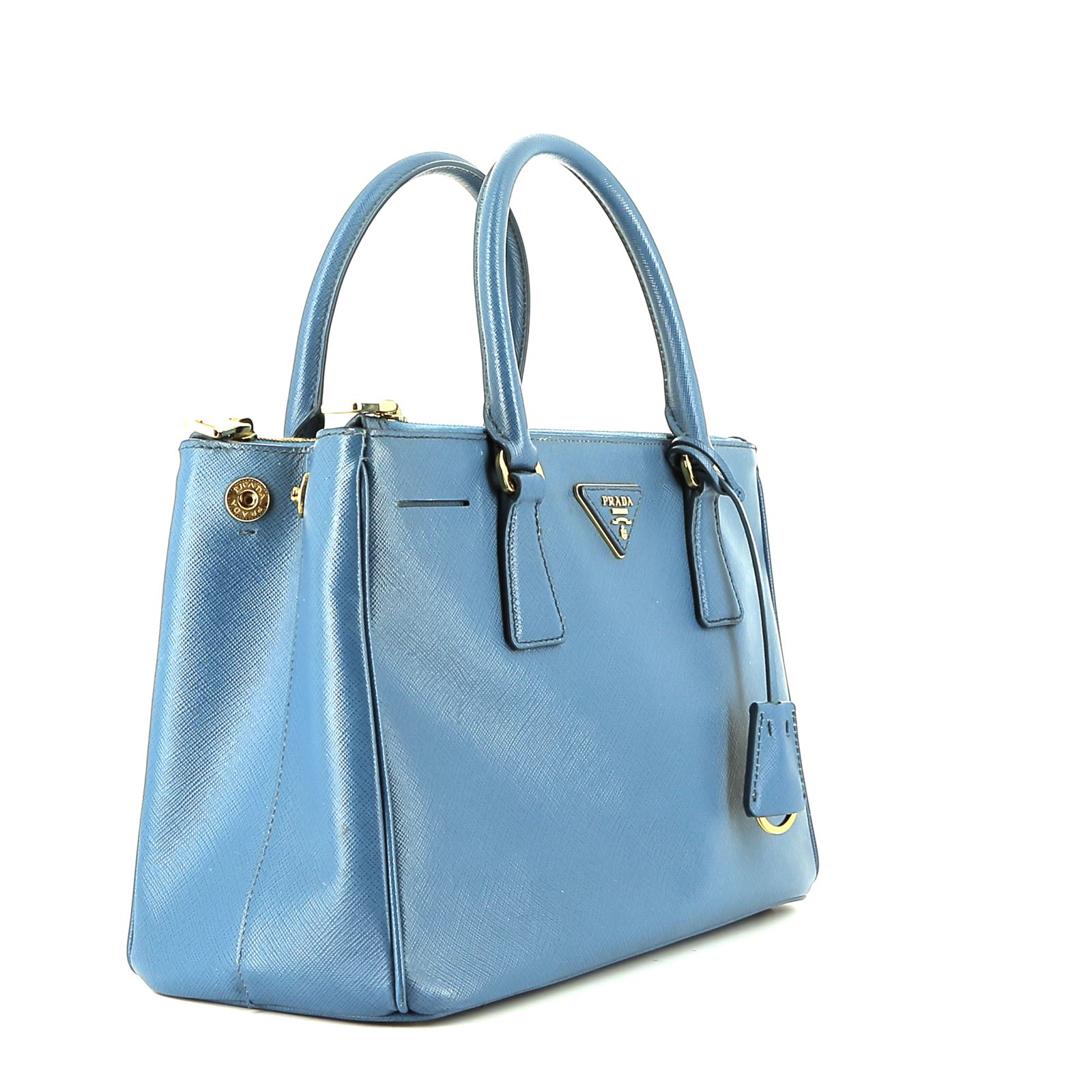 Bolso de mano Prada  Galleria modelo mediano  en cuero saffiano azul