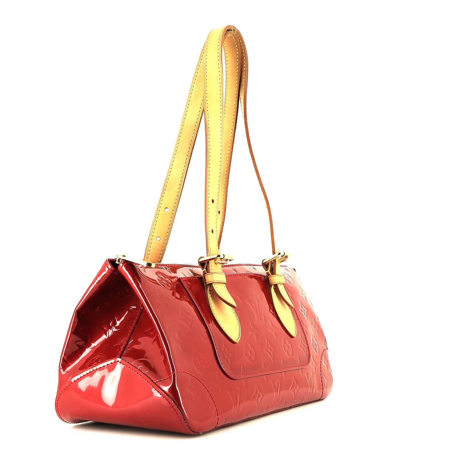 Bolso de mano Louis Vuitton  Rosewood en charol Monogram rojo y cuero natural