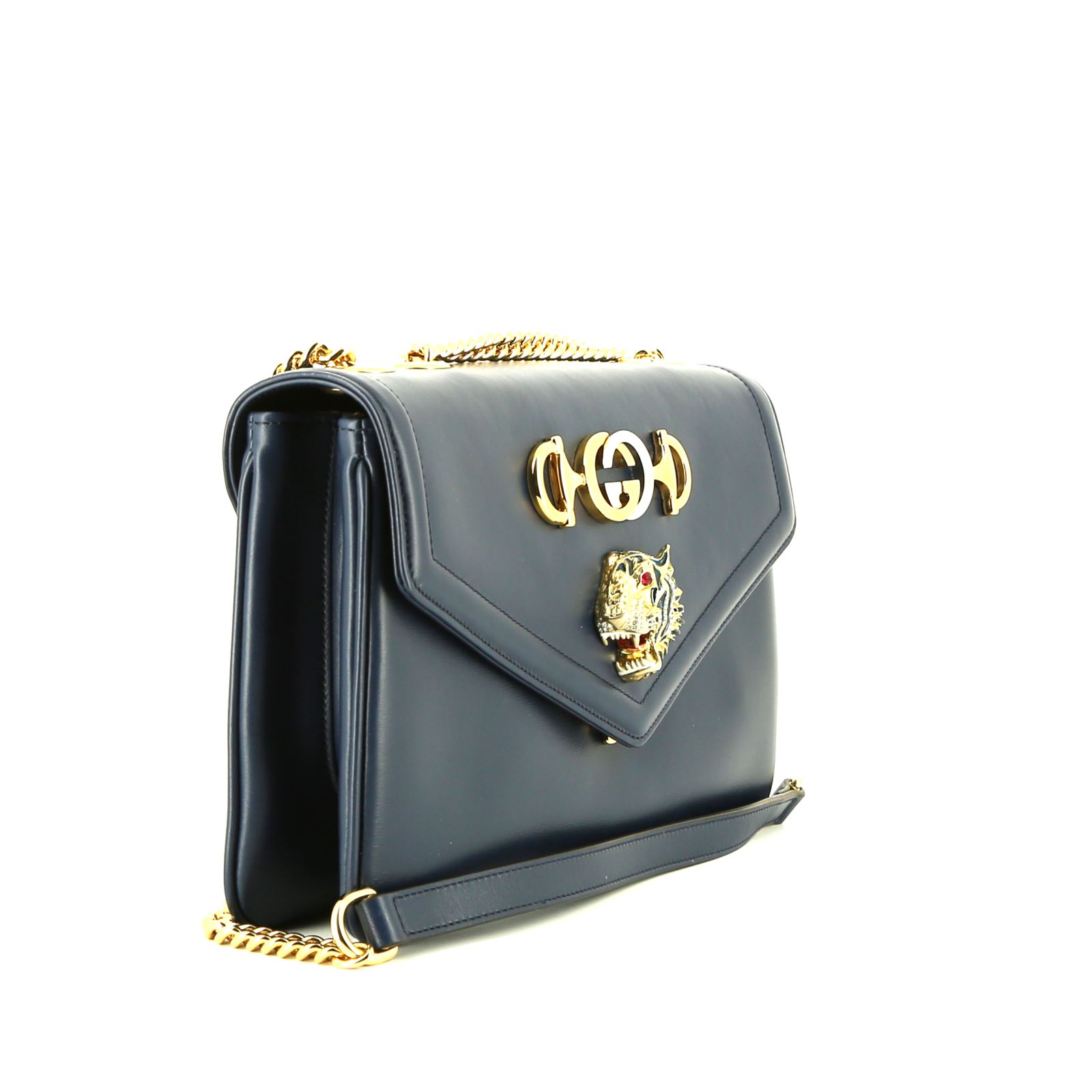 Gucci  Rajah shoulder bag  in navy blue leather