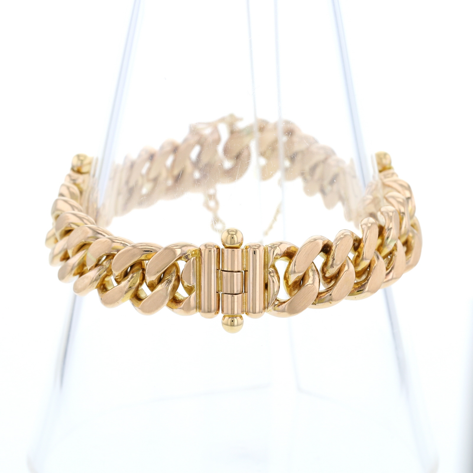 Bracelet Vintage Rigide Beige Et Doré - Pièce 676 - Style Rétro En Acrylique