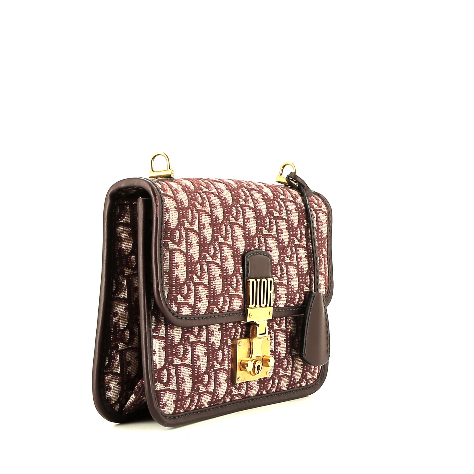 Sac bandoulière Dior  Dioraddict en toile monogram Oblique bordeaux