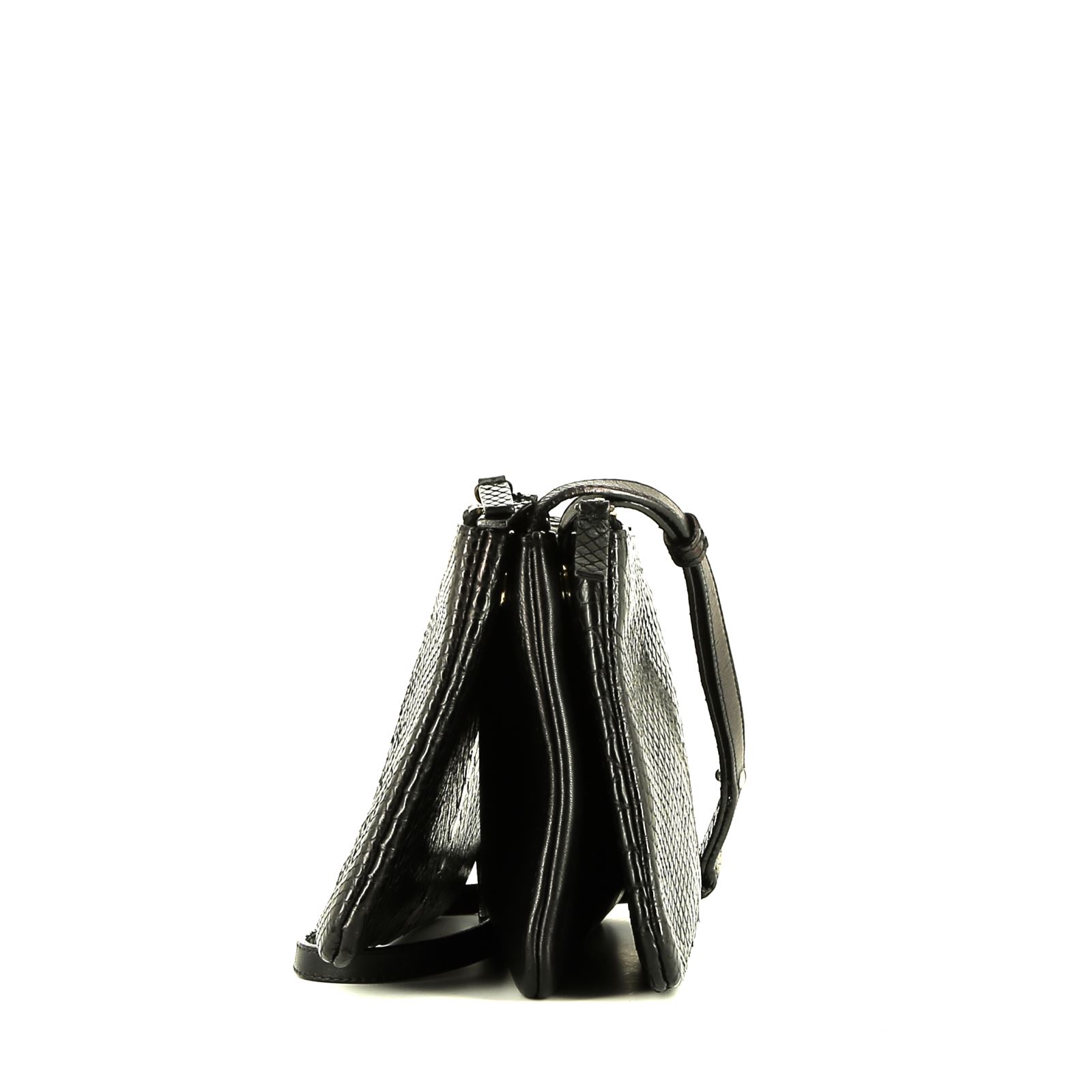 Trio Small Model Shoulder Bag In Black Python And Black