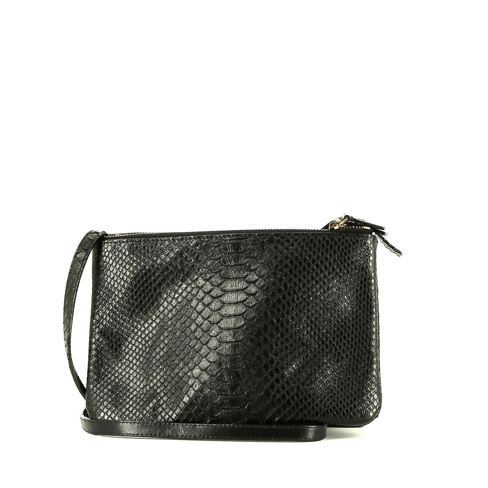 Trio Small Model Shoulder Bag In Black Python And Black
