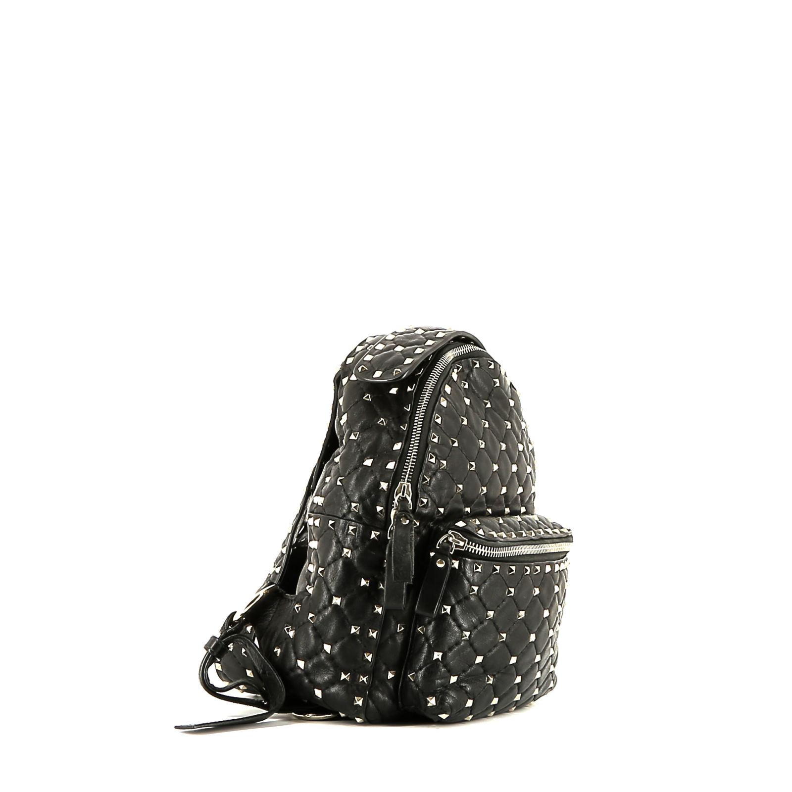 Mochila Valentino Garavani  Rockstud en cuero acolchado negro