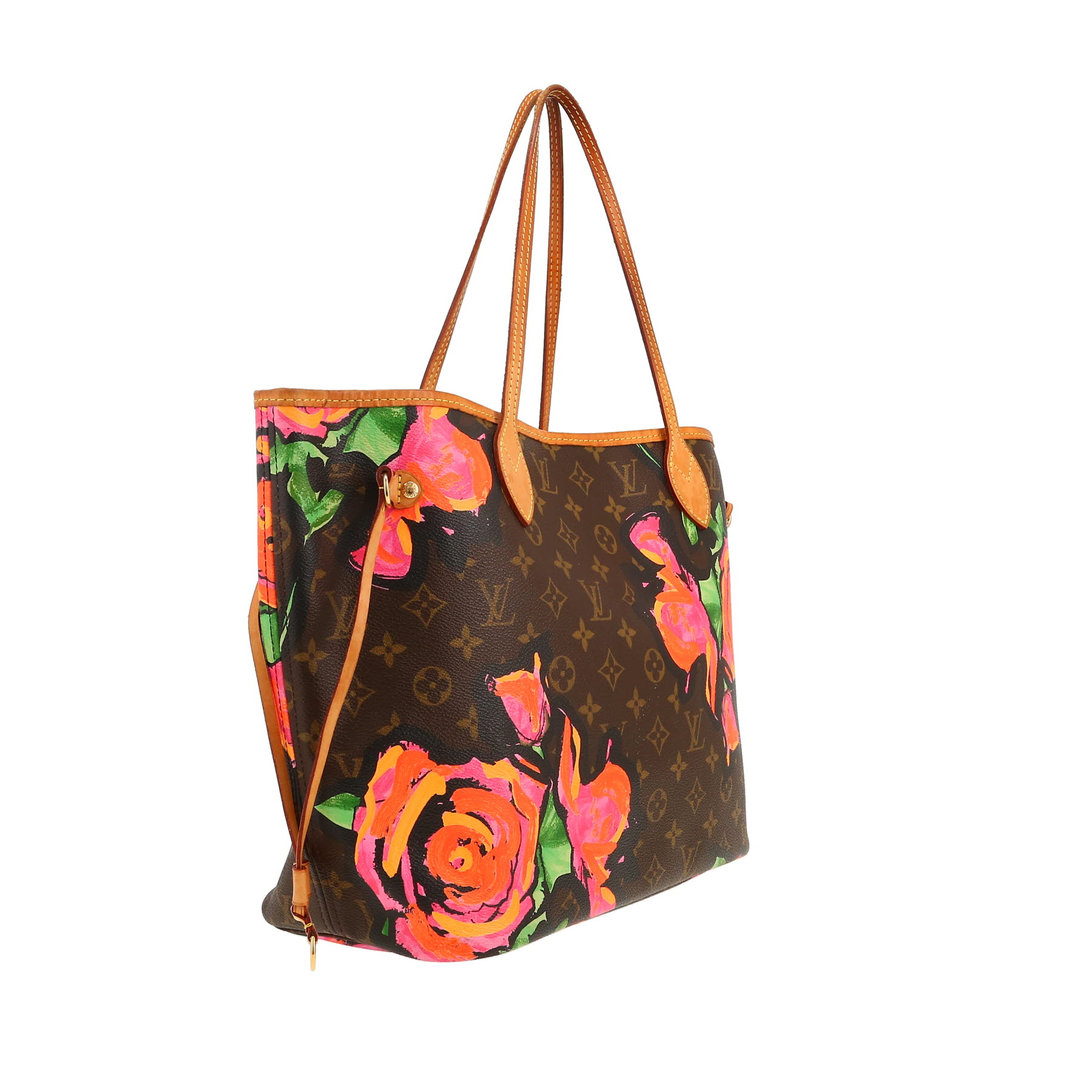 Louis Vuitton Neverfull medium model shopping bag in brown monogram canvas and natural leather