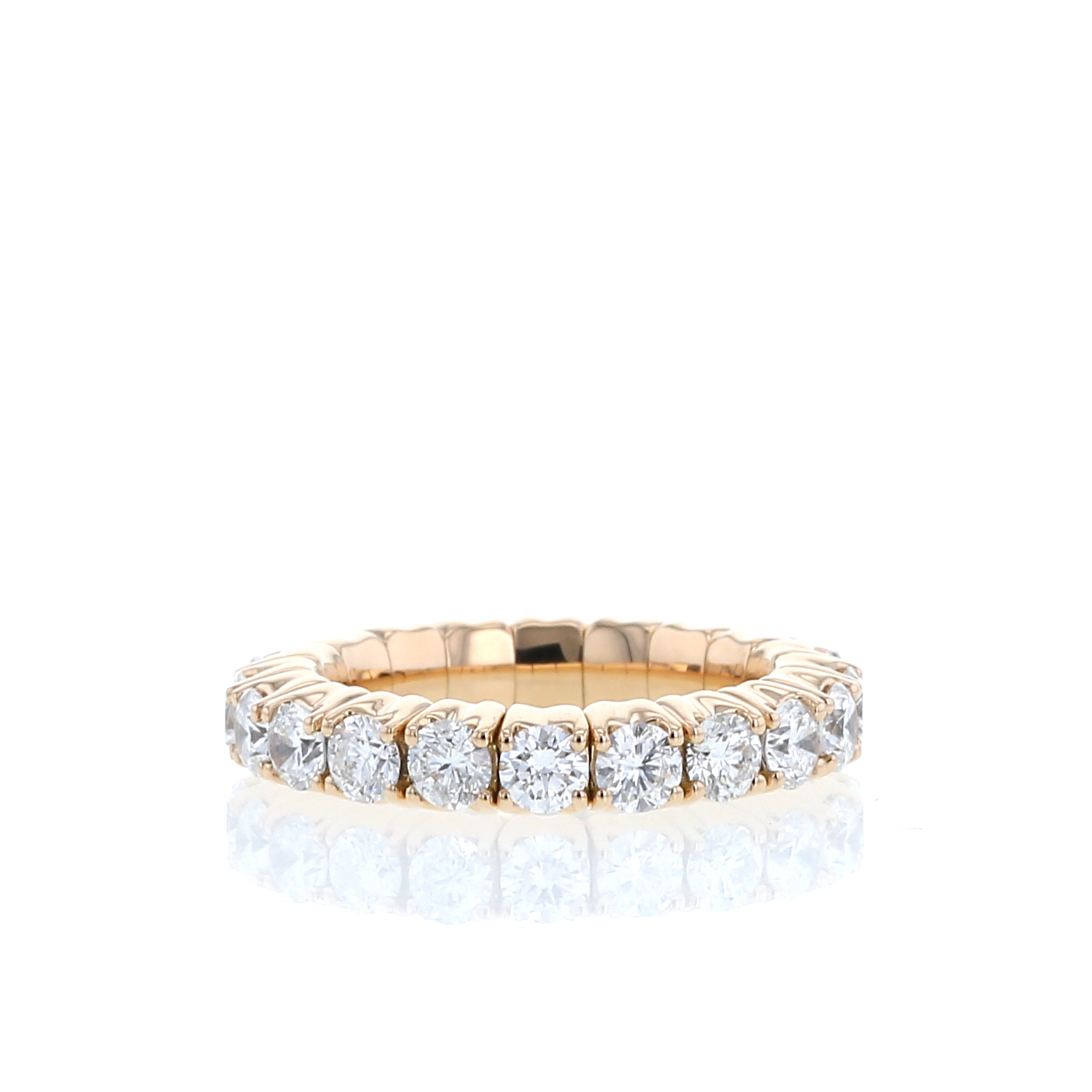 Half-flexible wedding ring in pink gold and diamonds (2,86 carat)