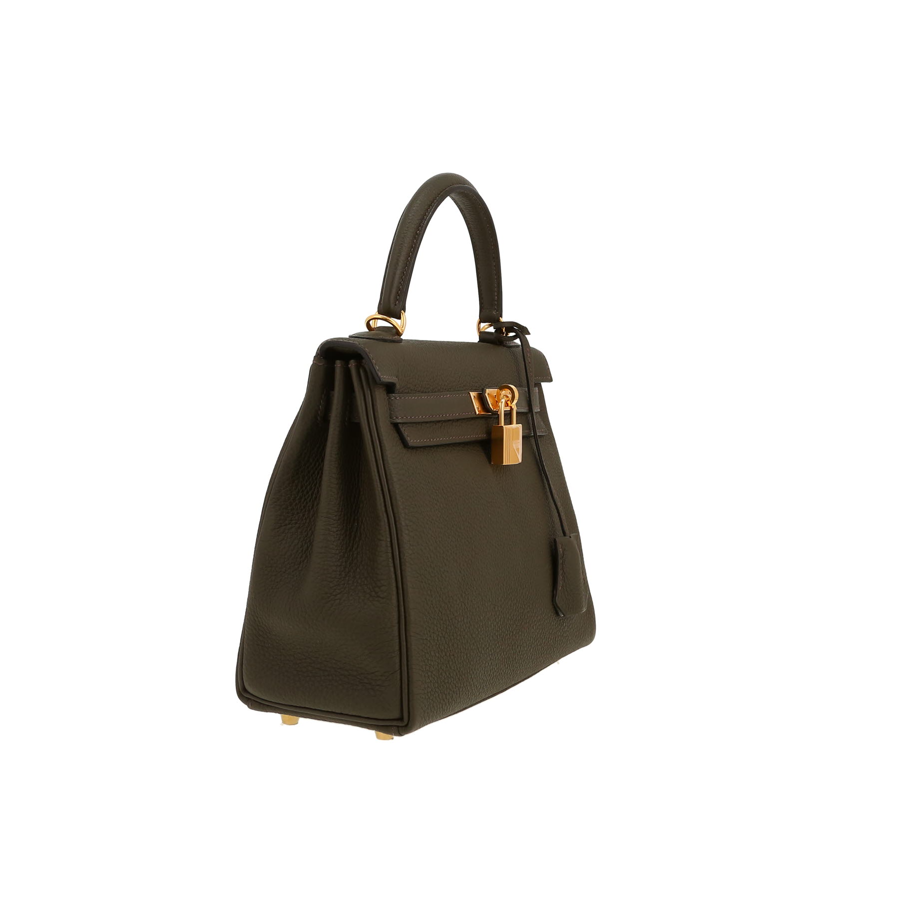 Bolso de mano Hermès  Kelly 25 cm en cuero togo Vert de Gris