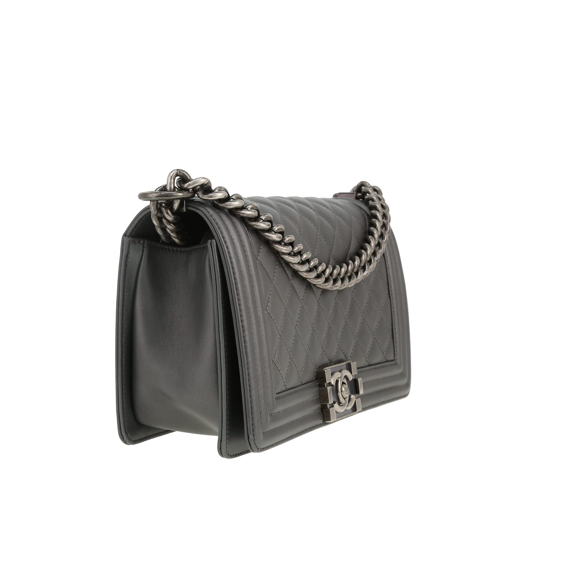 Borsa a tracolla Chanel  Boy in pelle trapuntata argentata