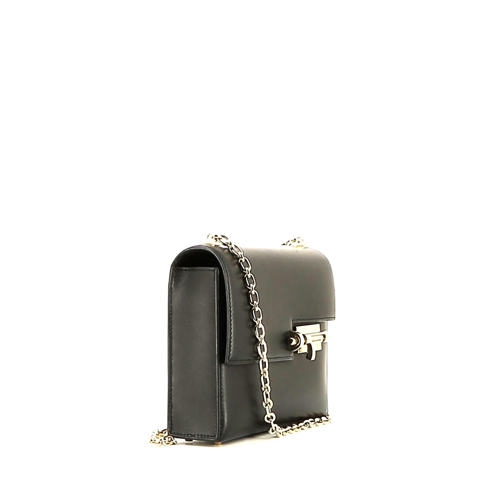 Sac bandoulière Hermès  Verrou en cuir noir