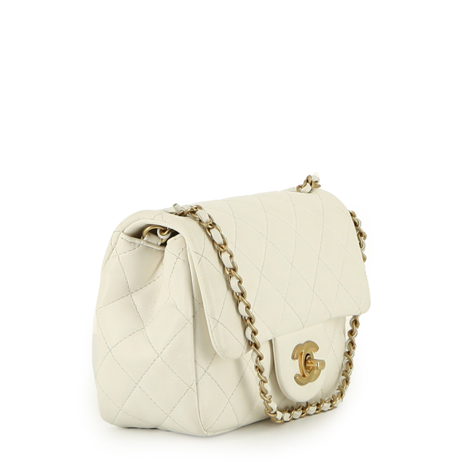 Sac bandoulière Chanel  Mini Timeless en cuir matelassé blanc