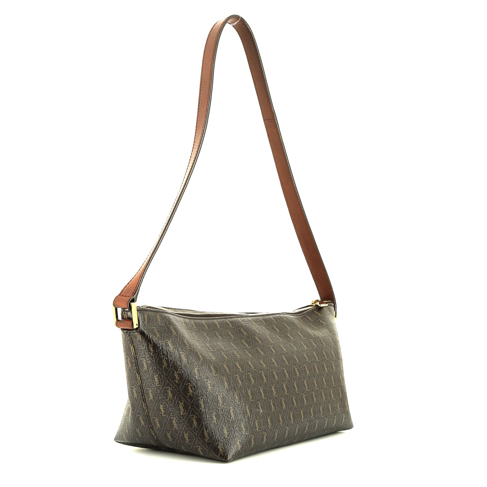 Saint Laurent  Monogramme handbag  in brown monogram canvas  and brown leather