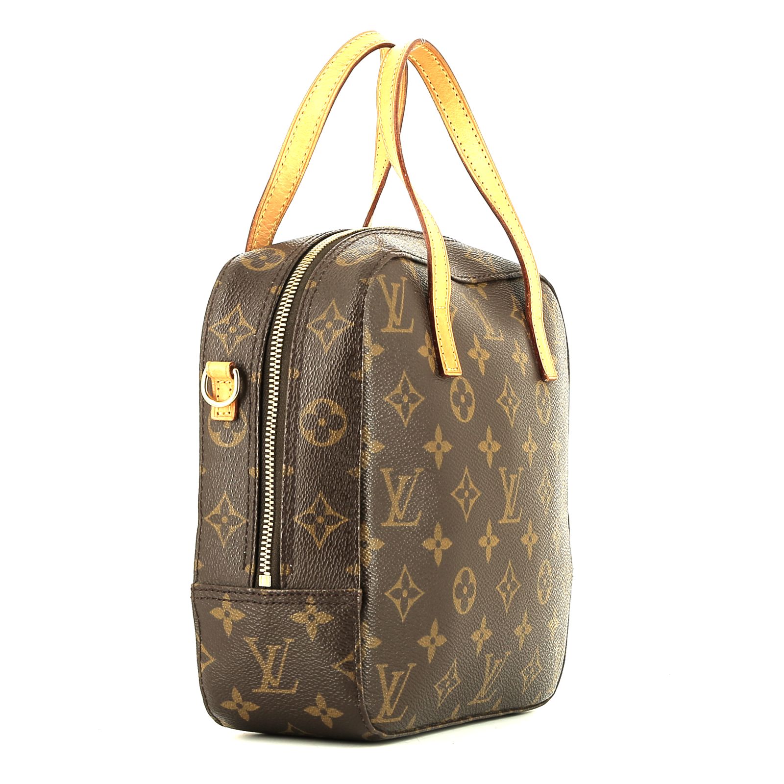 Sac à main Louis Vuitton  Spontini  en toile monogram enduite marron et cuir naturel