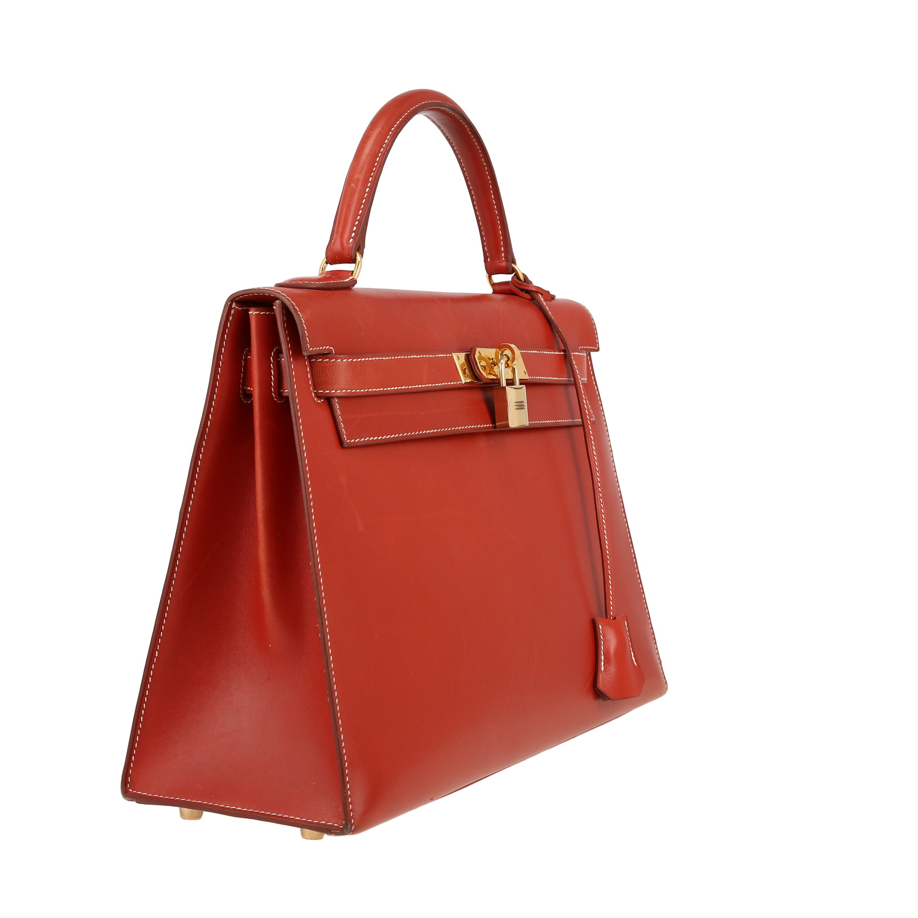 Hermès  Kelly 32 cm handbag  in brick red box leather